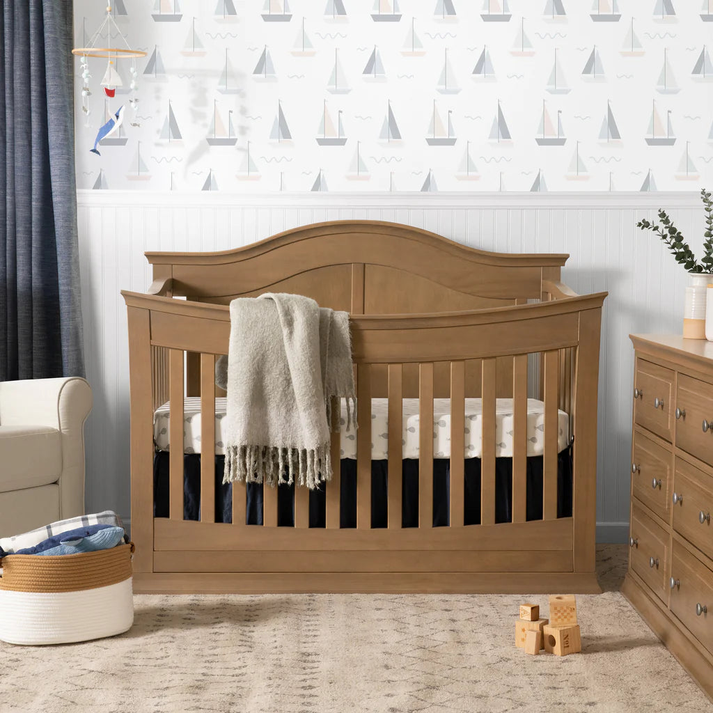 Meadow 4-in-1 Convertible Baby Crib - White Nursery Furniture for Newborn to Toddler Bed | Perfect for Modern Nurseries & Daycare Centers