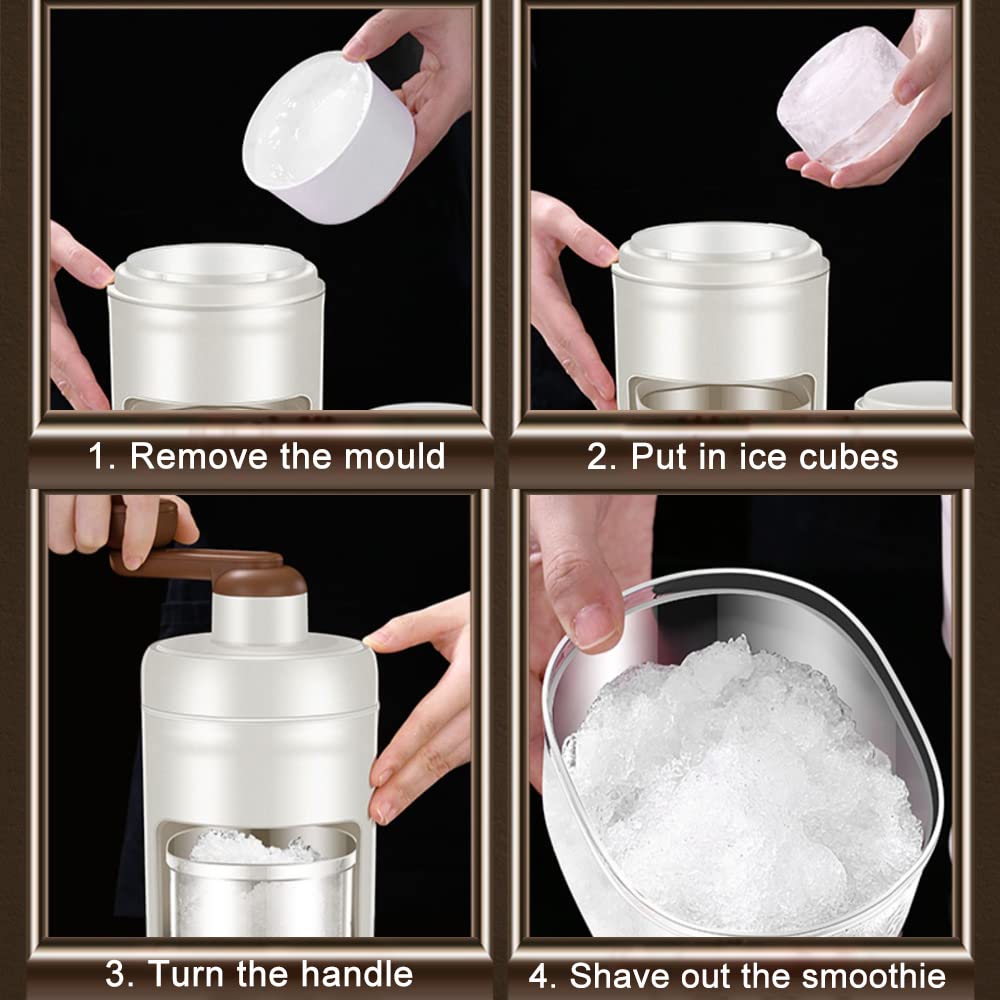 Portable Manual Ice Crusher & Shaver - Slush Machine, Snow Cone Maker with Ice Cube Mold for Homemade Ice Cream, Slushies & Iced Drinks - Perfect for Parties, BBQs & Summer Refreshments