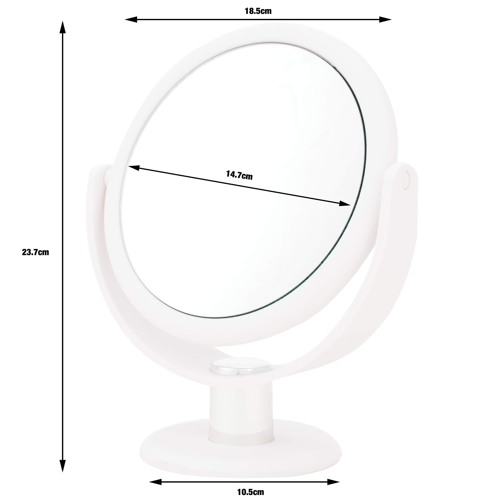 Danielle Creations 6.75-Inch Portable Two-Sided Vanity Makeup Mirror with 10x Magnification - 360° Rotation, No-Slip Soft Touch, White | Perfect for Home, Travel & Professional Makeup Application