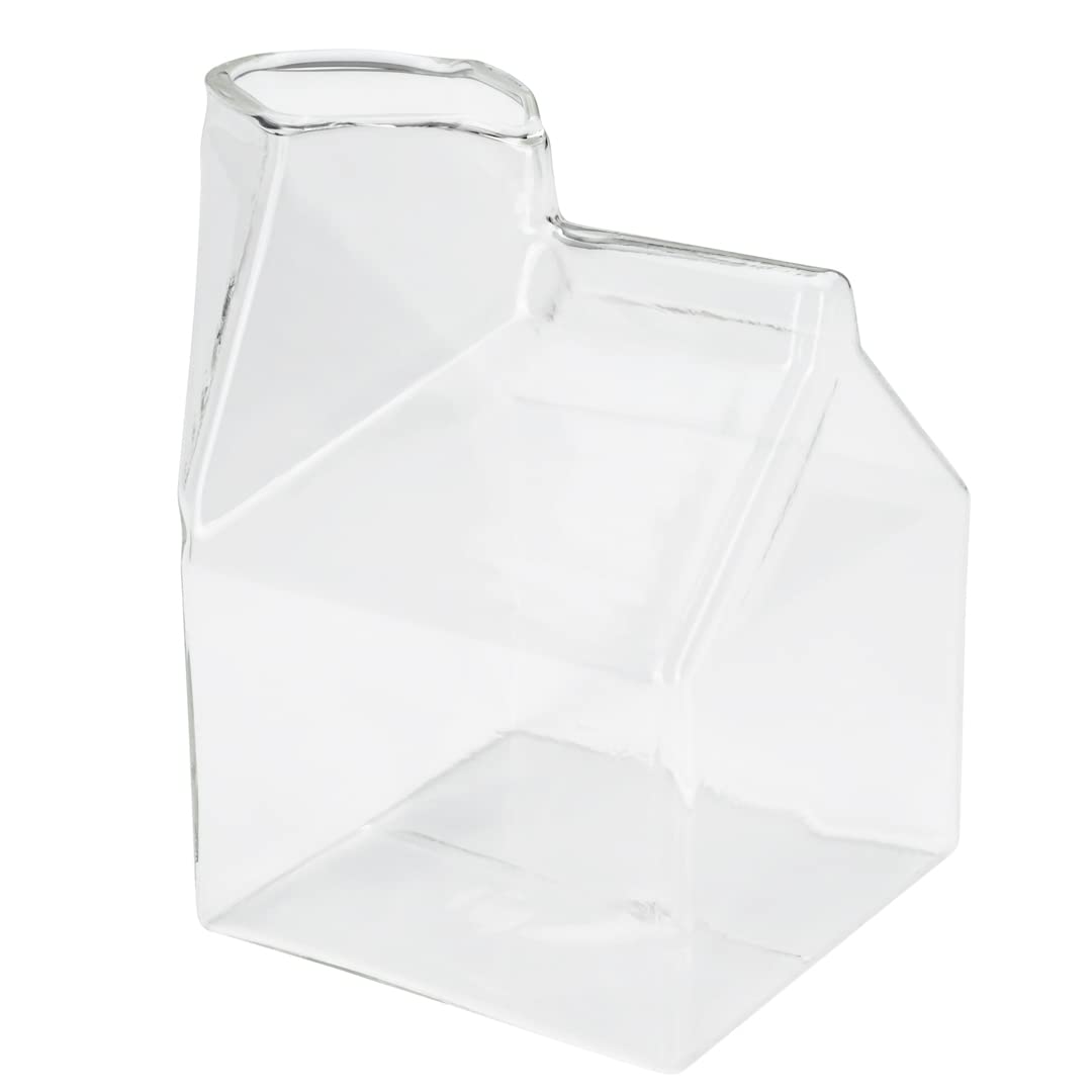 **12oz Reusable Glass Milk Carton - Durable Clear Glass Creamer for Milk, Juice & Coffee | Dishwasher Safe | Perfect for Home, Restaurant & Cafe Use**