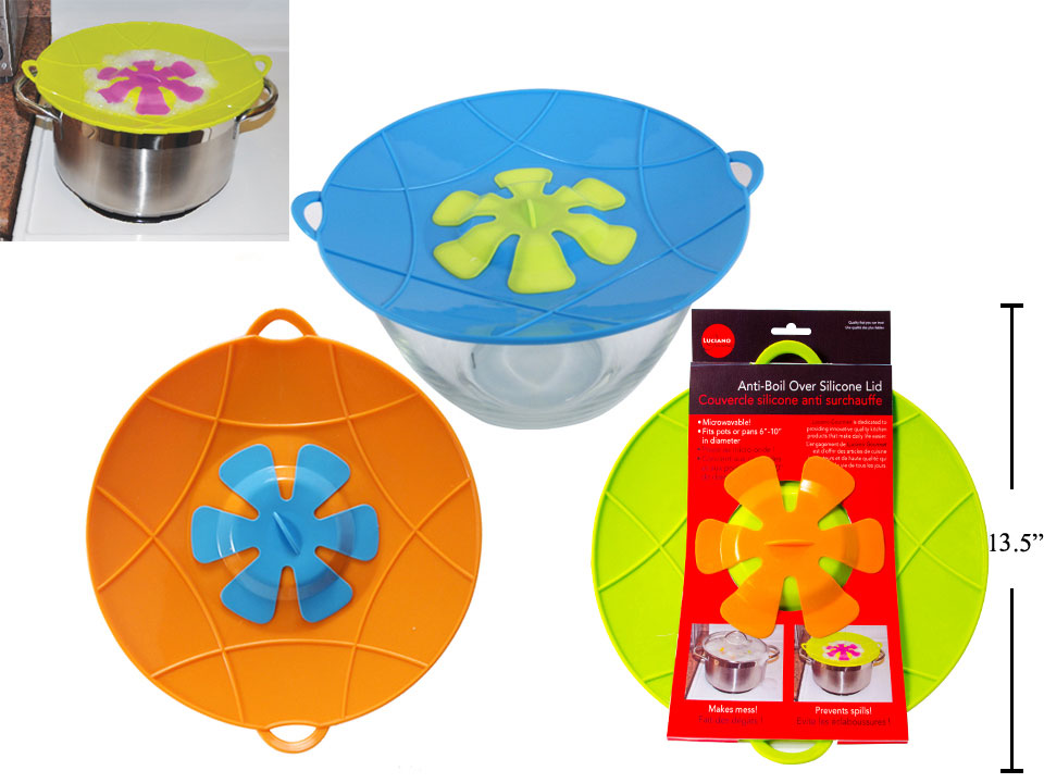 LUCIANO GOURMET 12.75 Inch Anti Boil Over Silicone Lid for Pots and Pans - 70299 - Perfect for Cooking, Boiling, and Simmering Without Mess