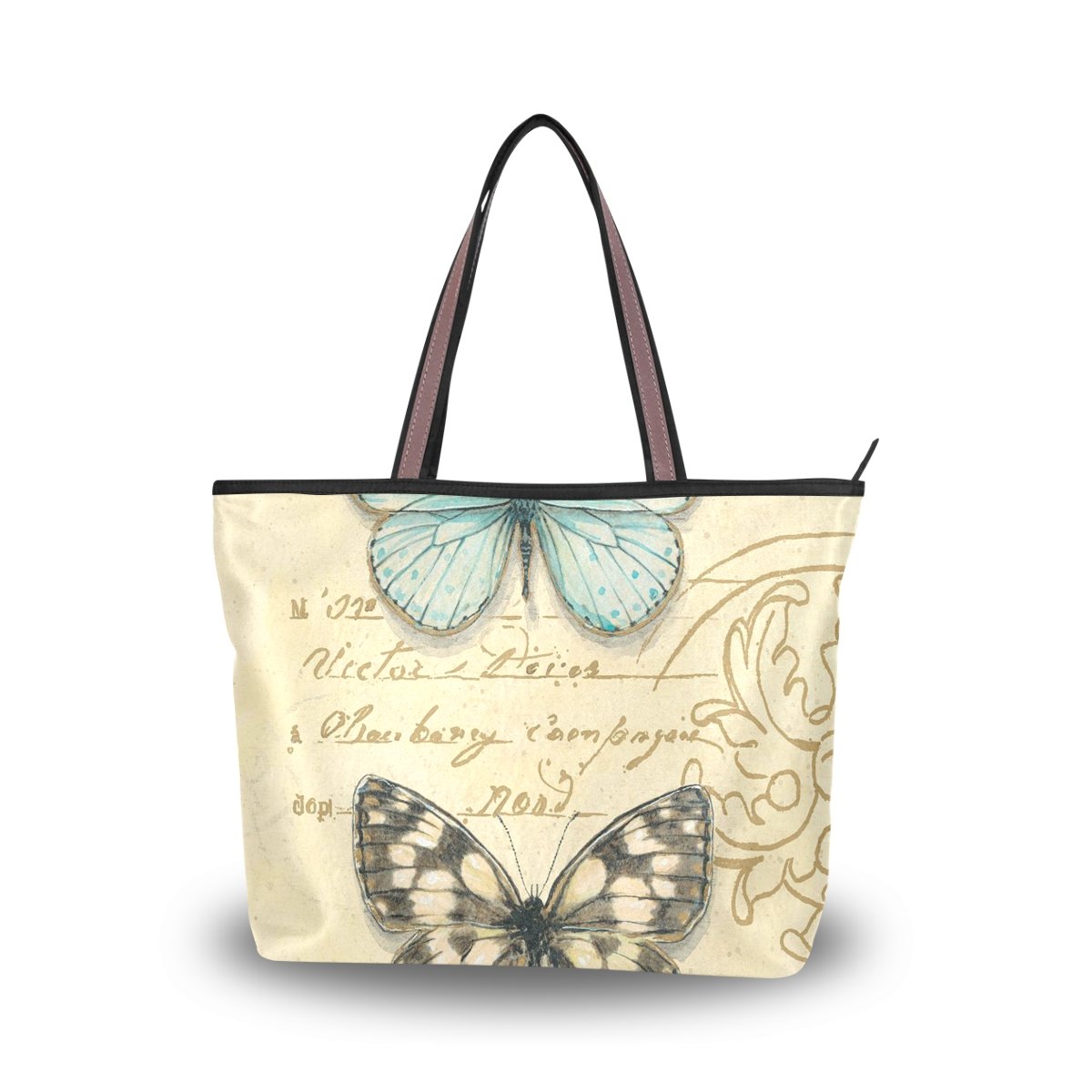 Stylish Large Women's Tote Bag with Top Handle & Shoulder Strap - Butterfly Print Fashion Handbag for Work, Travel & Everyday Use