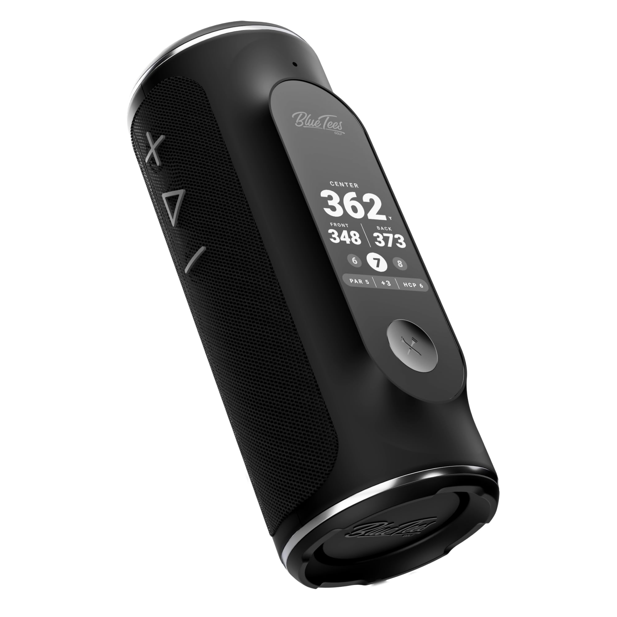 Blue Tees Golf Player+ GPS Speaker with Touch Screen Display | 10+ Hours Battery Life | 40,000+ Preloaded Golf Courses | Visual & Audible Distance Measurements | Hazard Detection | IPX7 Waterproof (Black) | Perfect for On-Course Practice, Driving Range, and Tournament Play