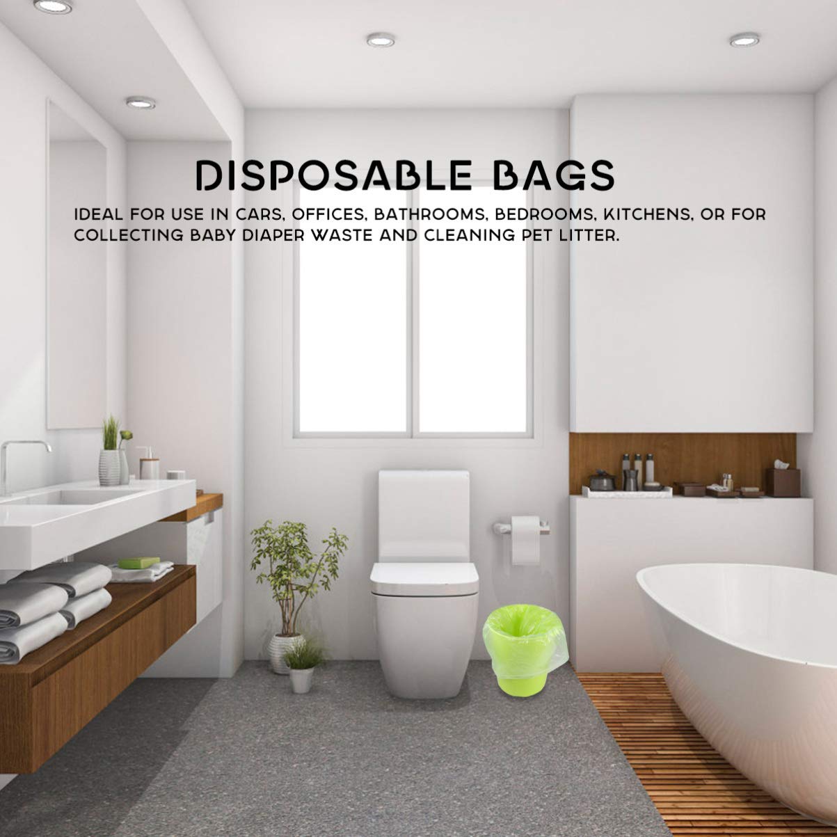 EXCEART 100-Pack Small Trash Bags 4 Gallon - Black Disposable Wastebasket Liners for Kitchen, Office, Dorm, Bathroom & Car - Heavy Duty Plastic Garbage Bags for Daily Use & Travel