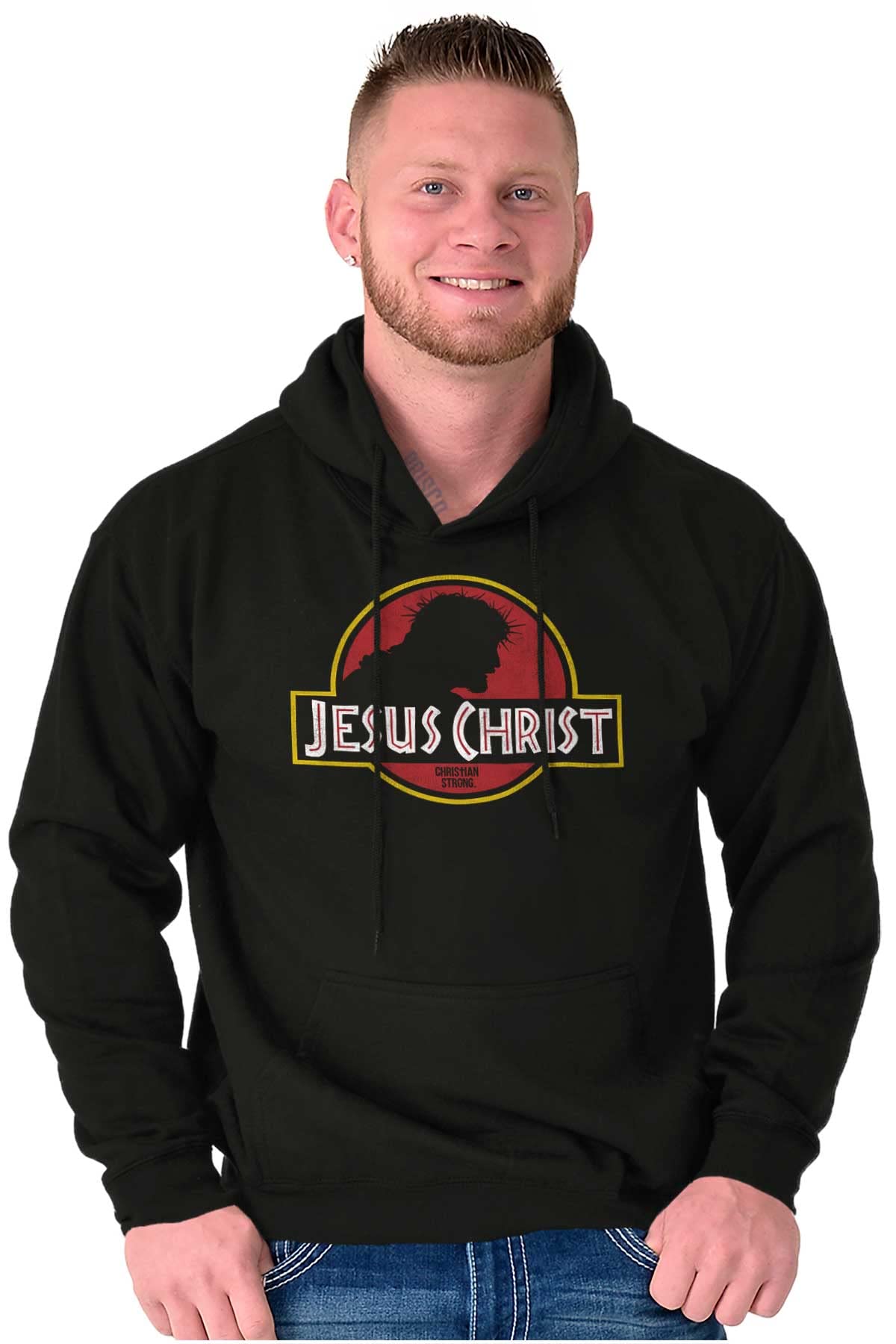 Brisco Brands Jesus Christ Silhouette Christian Hoodie Sweatshirt for Women & Men - Religious Apparel for Church, Bible Study & Everyday Faith Wear
