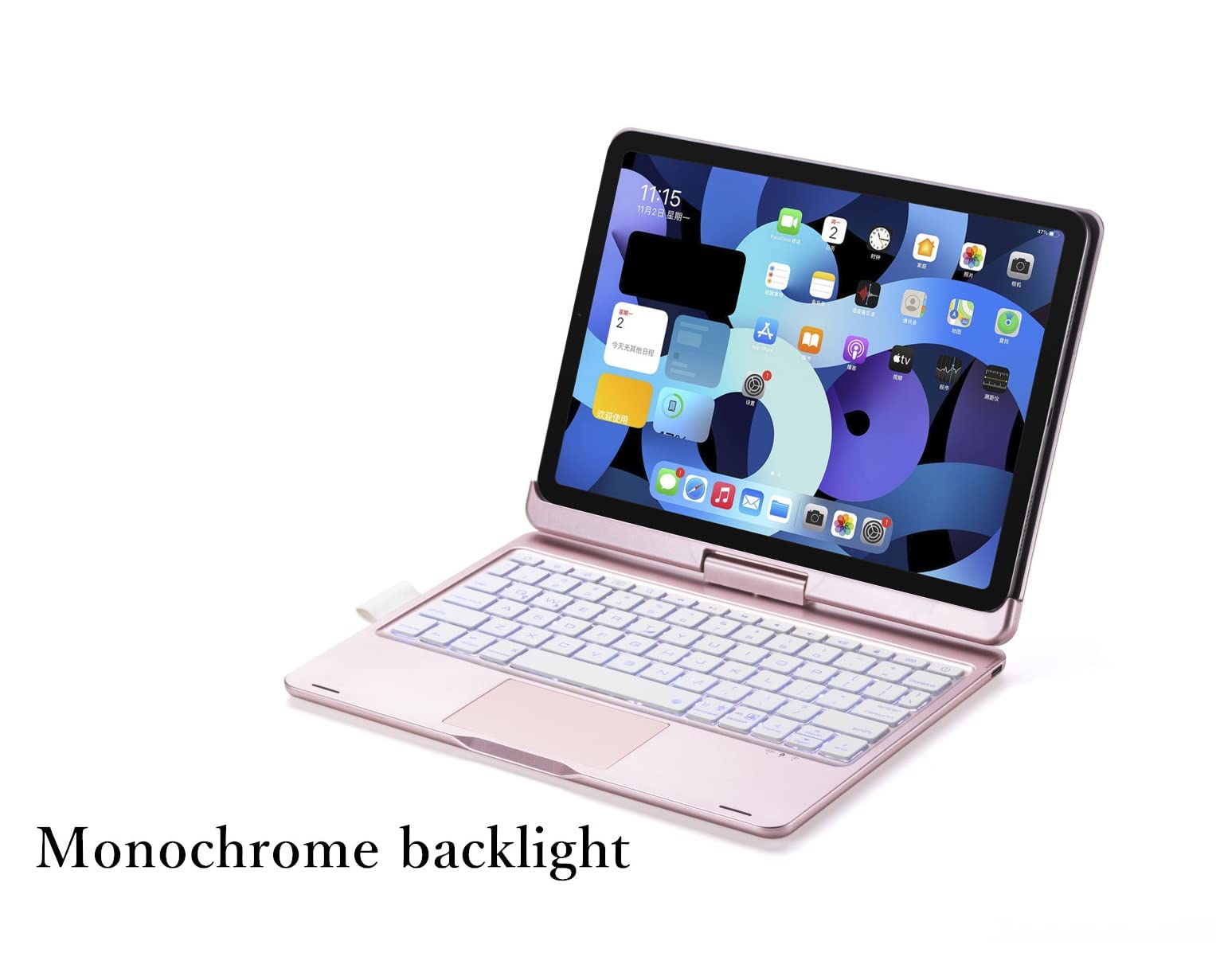 Magnetic Backlit Keyboard Case for iPad Air 5th/4th Gen & iPad Pro 11-inch 3rd/2nd Gen - 360° Rotating Foldable Design with Touchpad (Rose Gold) | Perfect for Work, Study & Travel