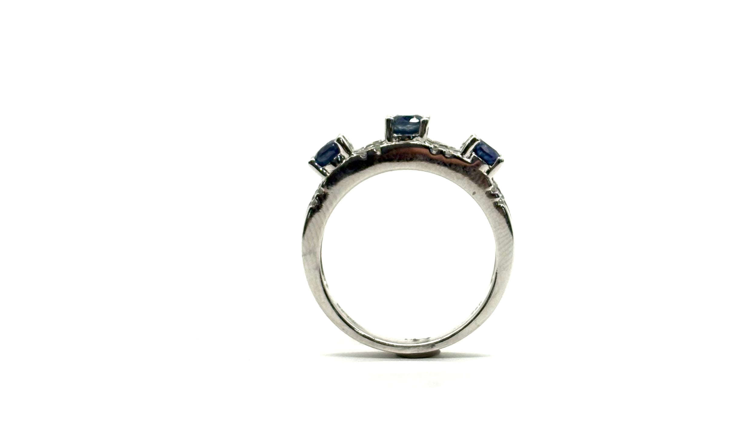 18K Gold Diamond and Sapphire 3 Row Stackable Ring for Women - Elegant Wedding, Anniversary, or Gift Jewelry for Special Occasions