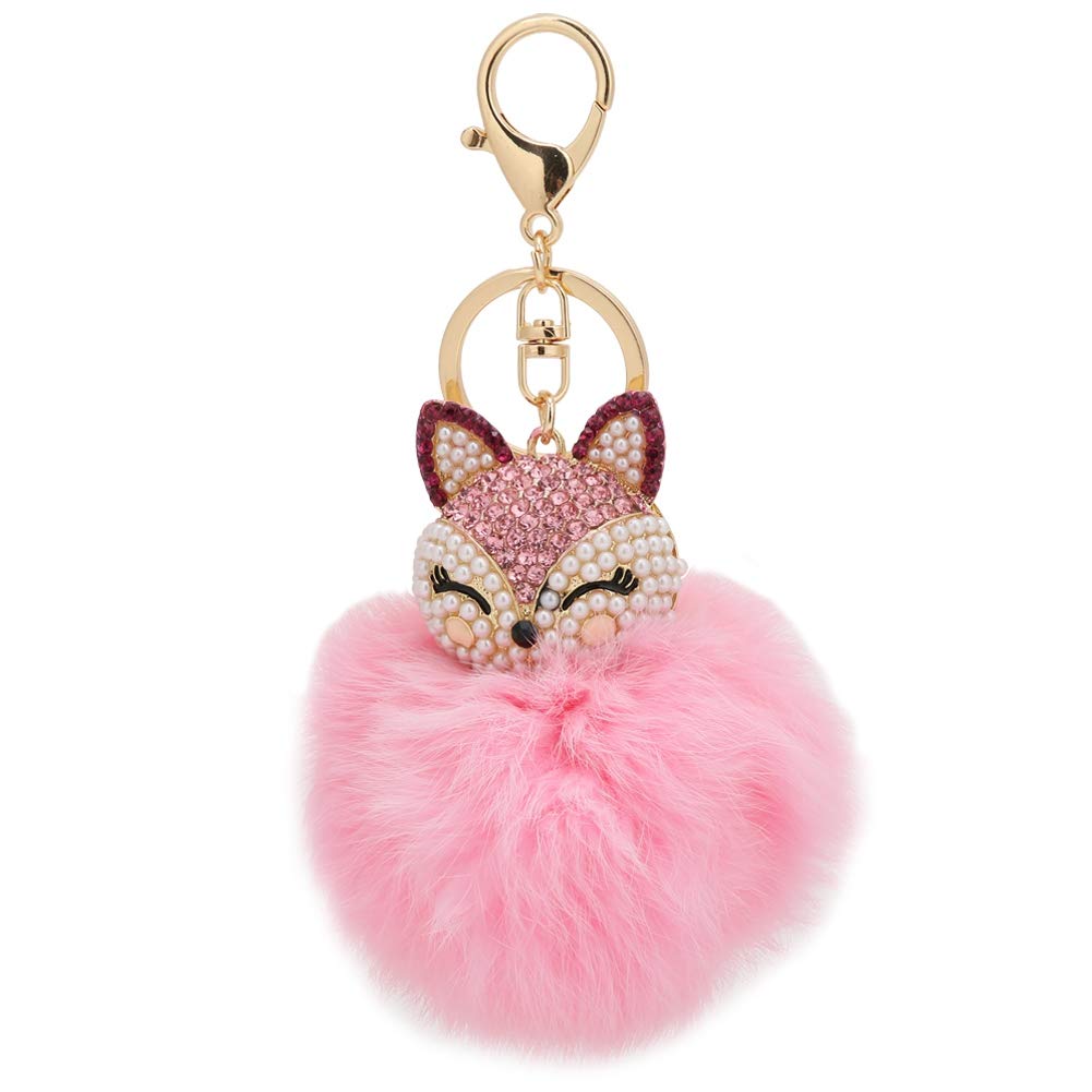 Jiawu Non-Fading Rhinestone Keychain for Women - Elegant Soft Fur Key Decor with Sparkling Crystals | Perfect Gift for Girls, Birthday, Party Favors & Everyday Carry