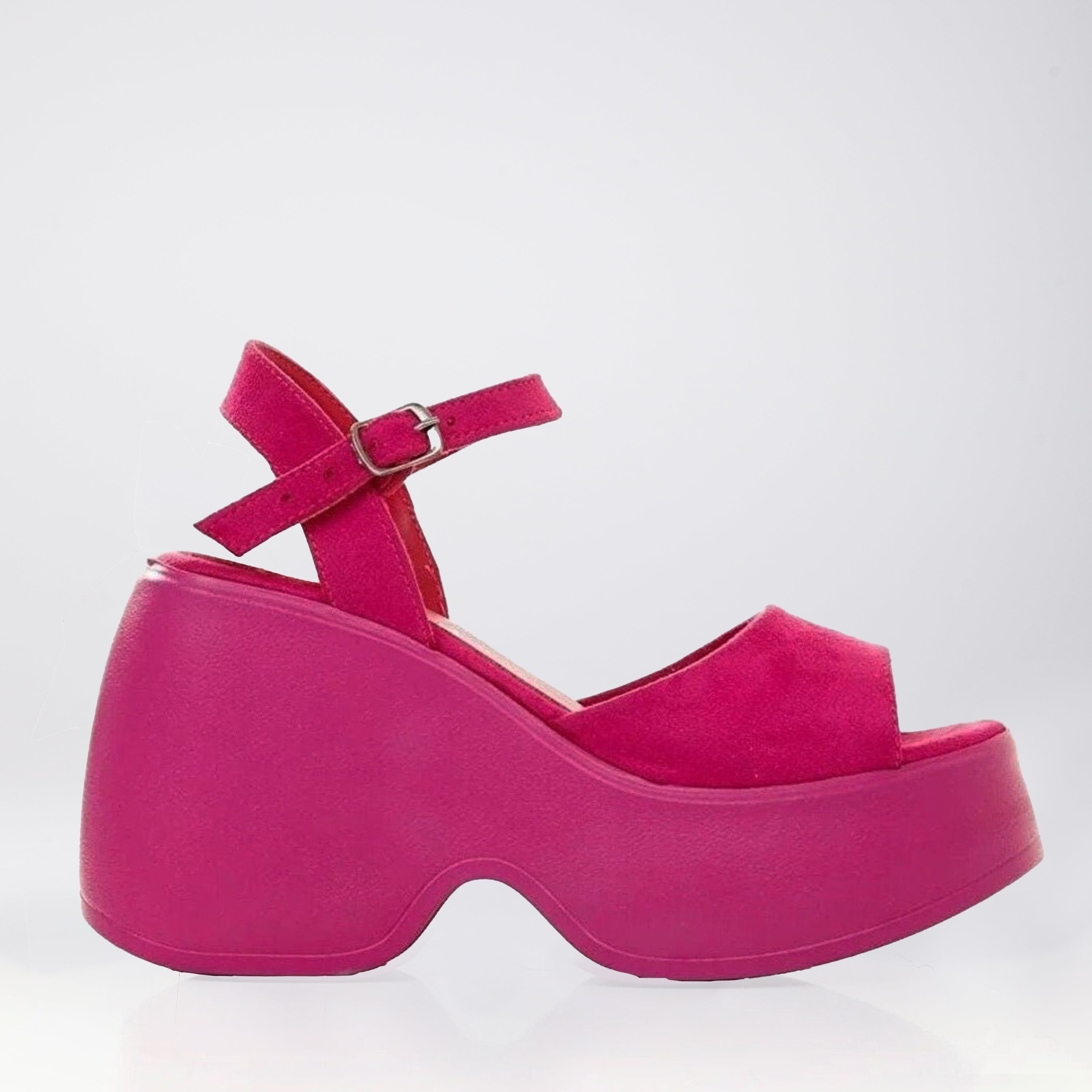 Barb Pink Chunky Wedge Sandals for Women - Comfortable High Heel Platform Shoes for Summer, Beach, and Casual Outfits