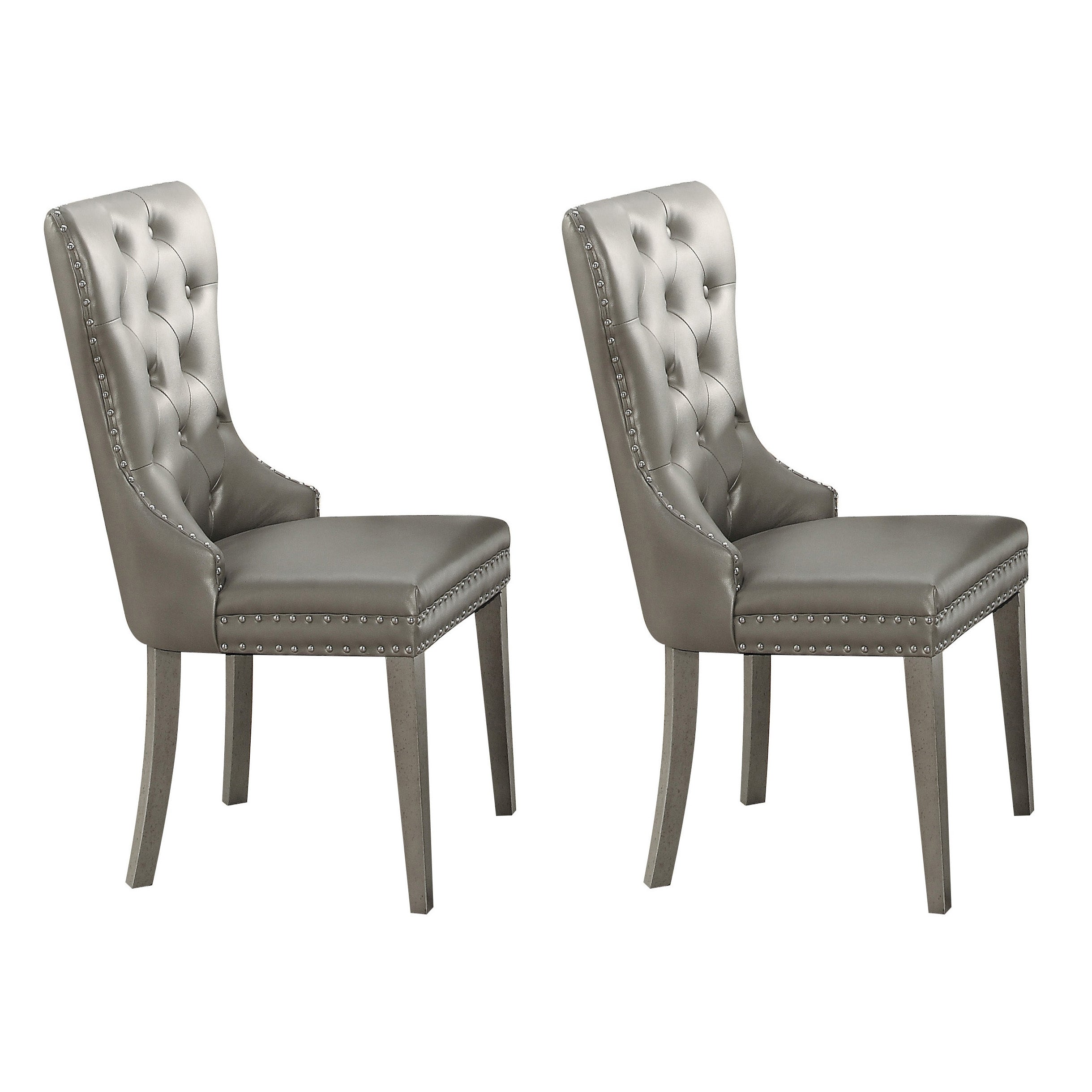 Elegant Champagne Tufted Side Chairs Set of 2 - Upholstered Dining Accent Chairs for Living Room, Bedroom & Office Decor