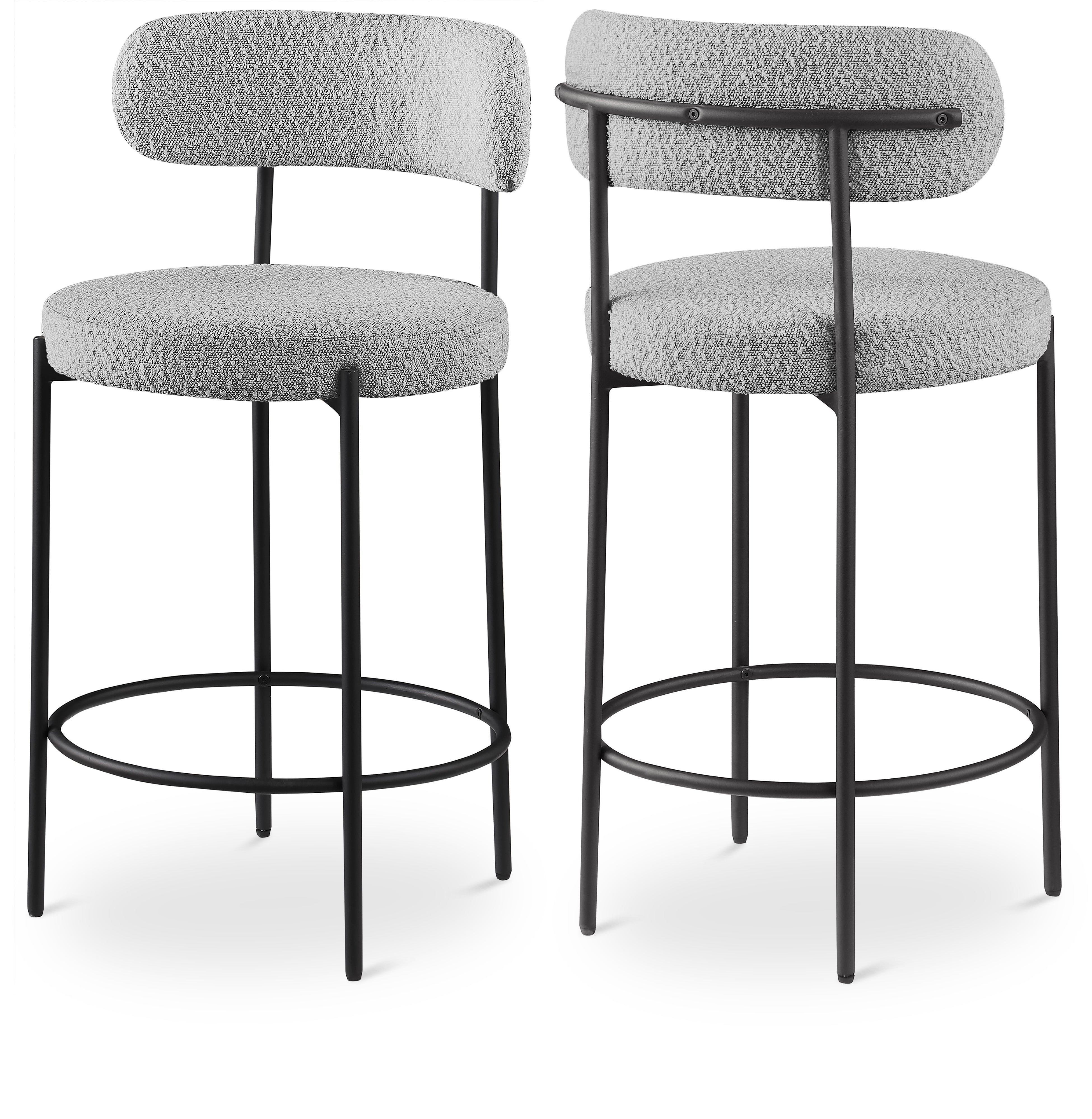 Beacon Boucle Fabric Stool - Modern Round Accent Chair with Soft Textured Upholstery for Living Room, Bedroom & Office Decor