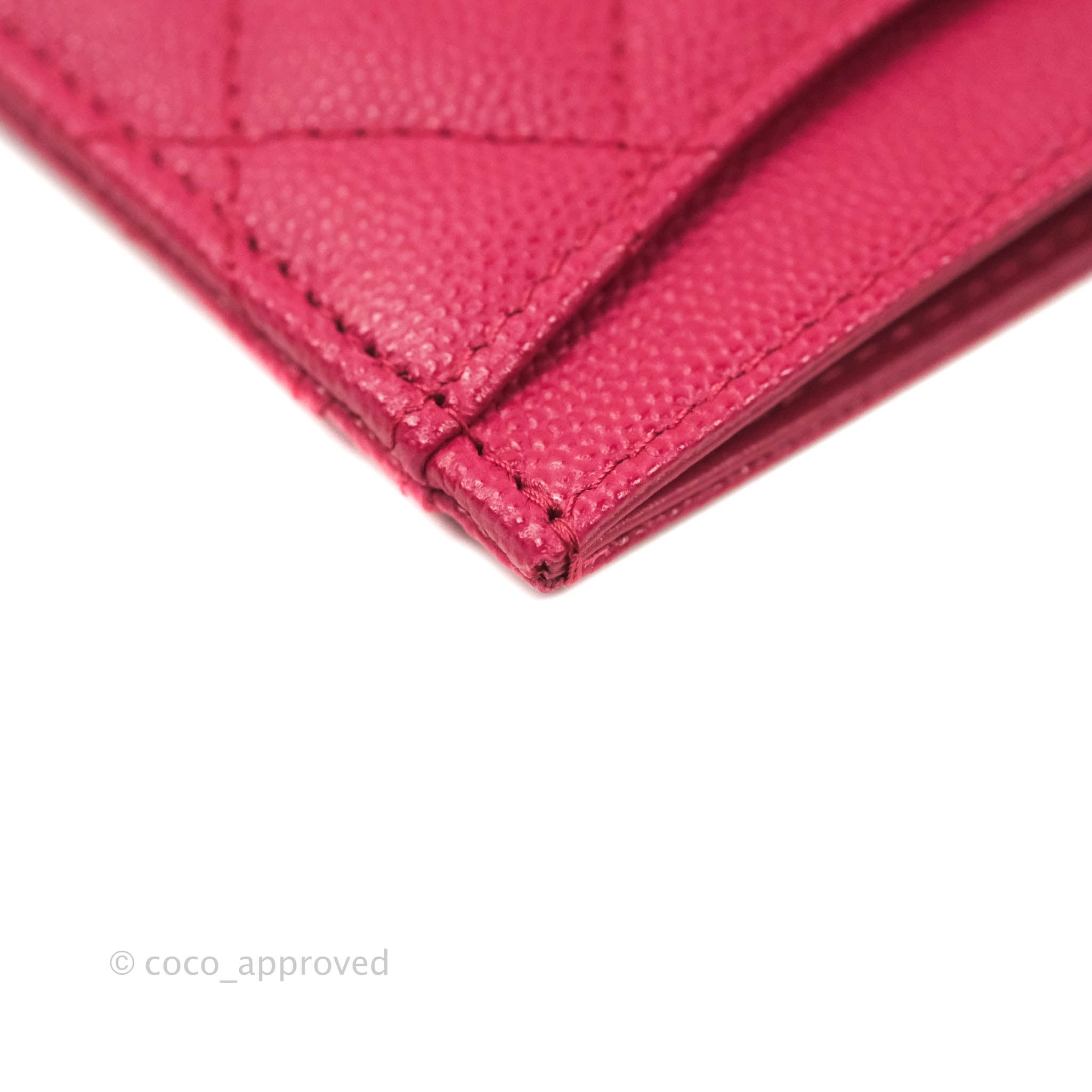 Chanel Classic Caviar Leather Flat Card Holder Wallet in Pink with Gold Hardware - 21A Collection | Luxury Compact Wallet for Everyday Use & Travel Essentials