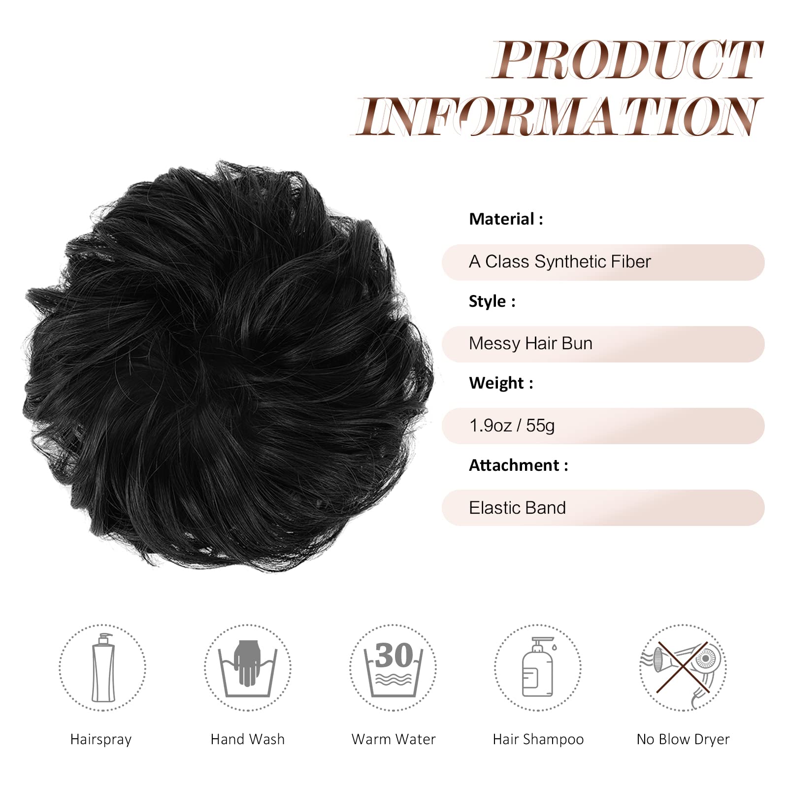 Large Curly Hair Bun Scrunchie Extension - Perfect for Ponytails, Updos & Everyday Hairstyles