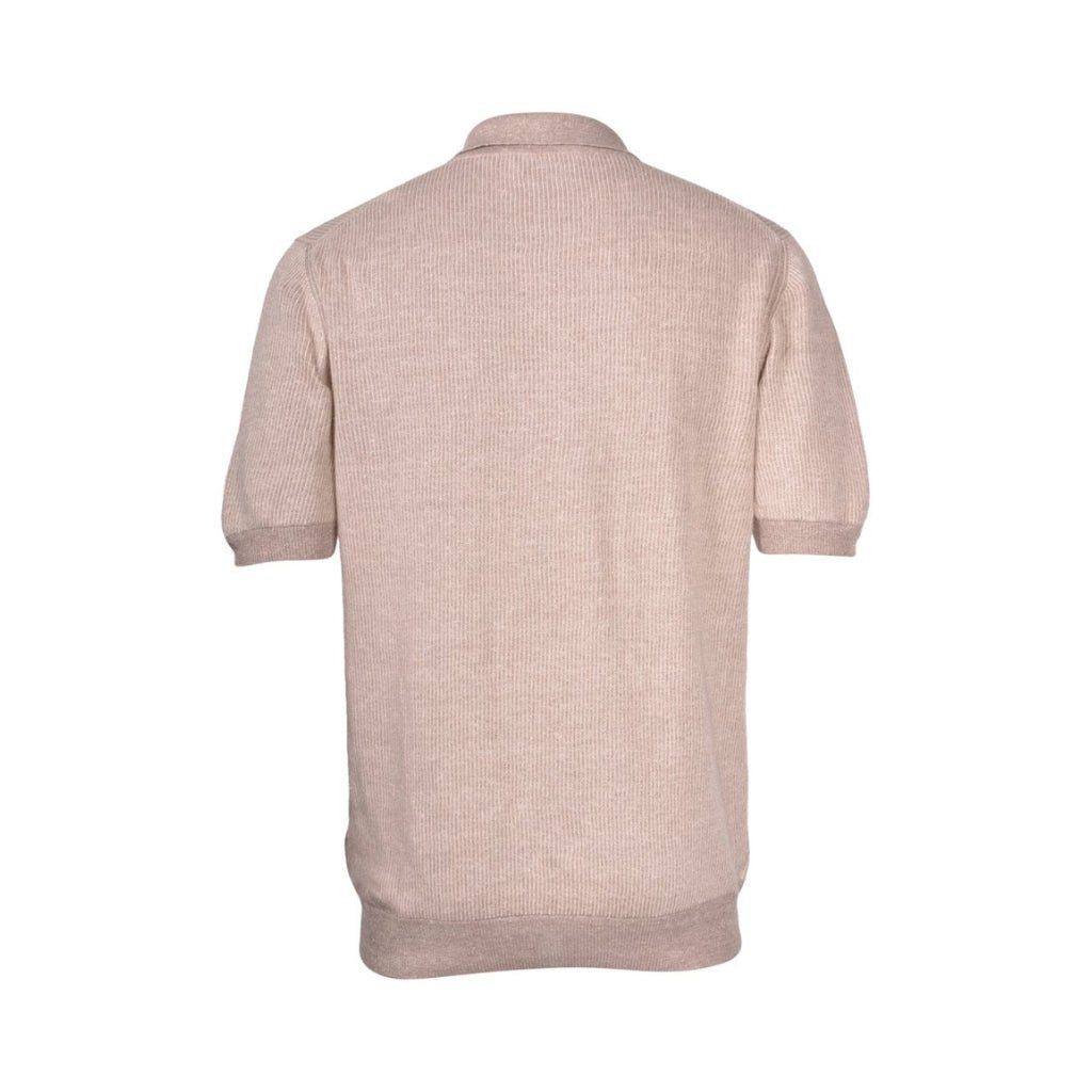 GRAN SASSO Men's 2-Tone Cotton Linen Stripe Polo Shirt - Beige | Breathable Summer Casual Wear for Outdoor Activities & Office
