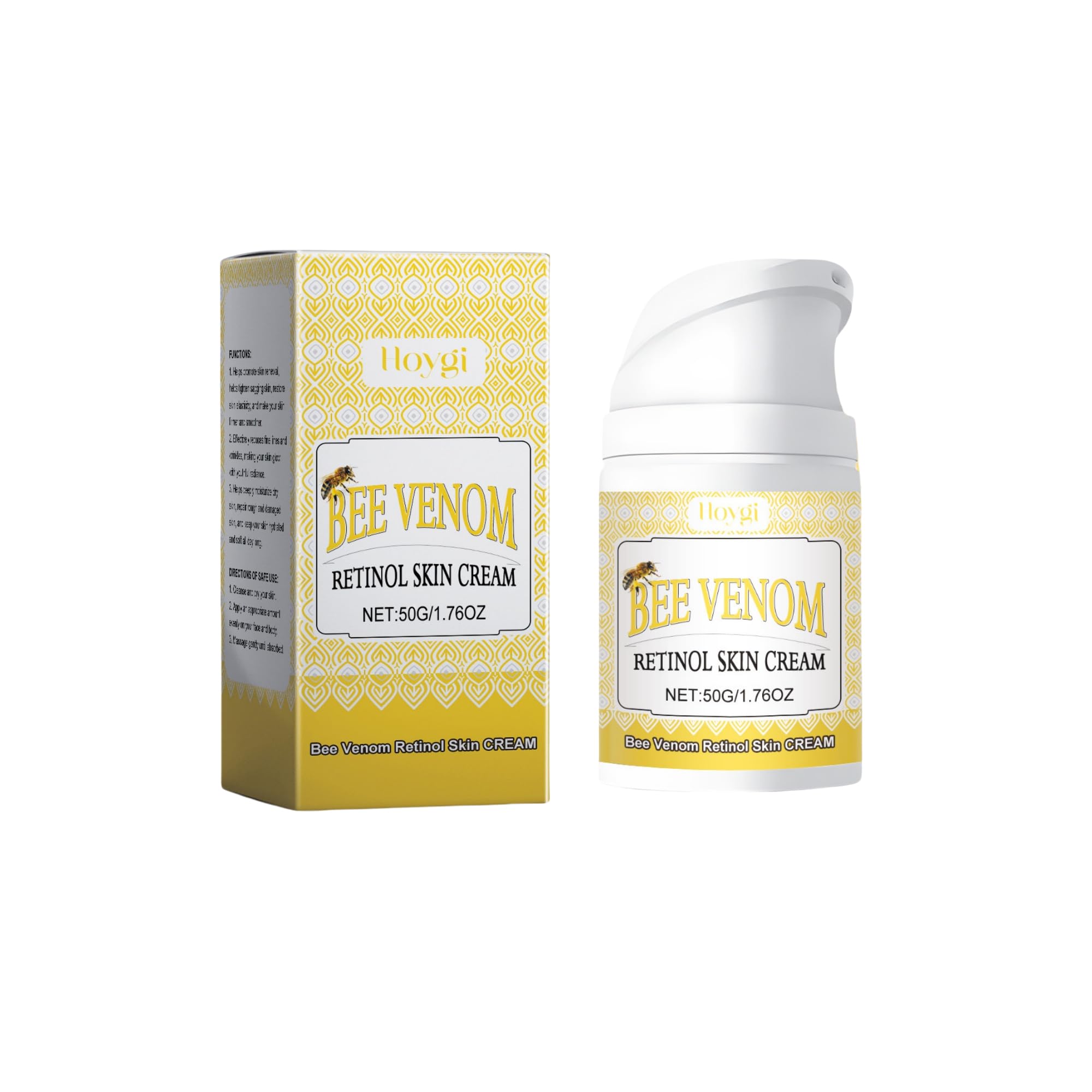 Bee Venom Retinol Treatment Cream 2025 - Natural Anti-Aging Face Moisturizer for All Skin Types | Wrinkle Reduction & Skin Brightening | Day & Night Use for Glowing Complexion