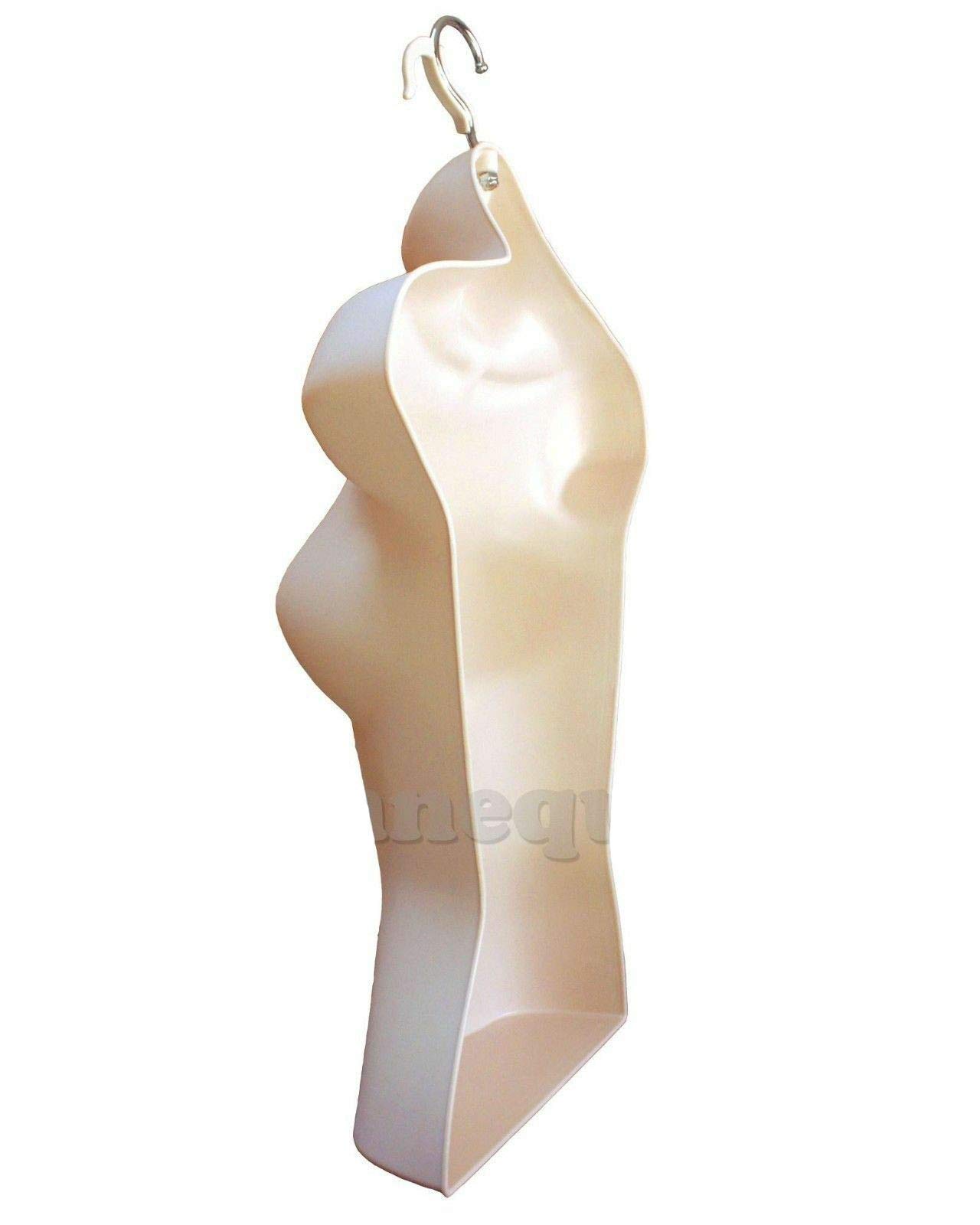 Flesh-Toned Male & Female Hollow Back Mannequin Torso Set with Acrylic Stand & Metal Pole - Small & Medium Sizes (2-Pack) for Clothing Display, Fashion Photography, and Retail Store Visual Merchandising