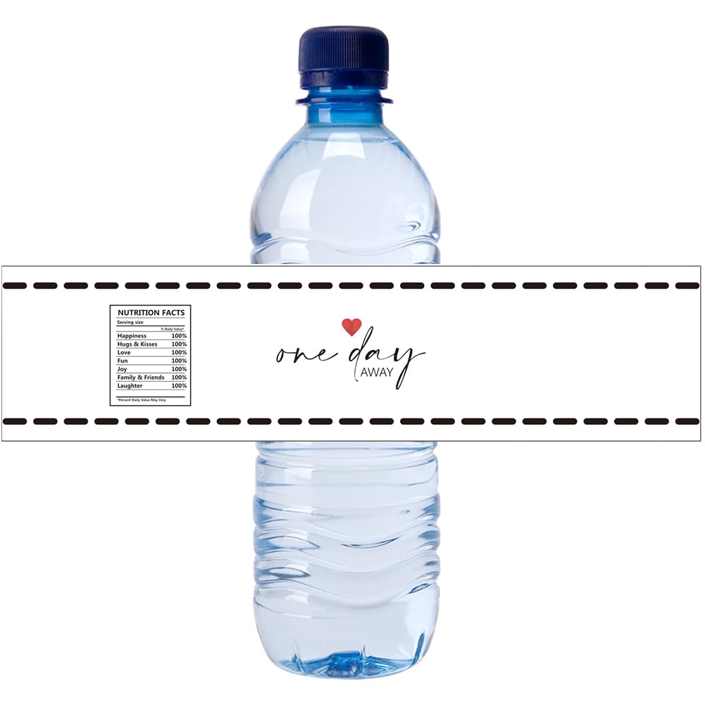 One Day Away Rehearsal Dinner Water Bottle Labels - Waterproof Stickers for Wedding Party Decorations - Black & Red Design - Perfect for Bridal Showers, Bachelorette Parties & Rehearsal Dinners