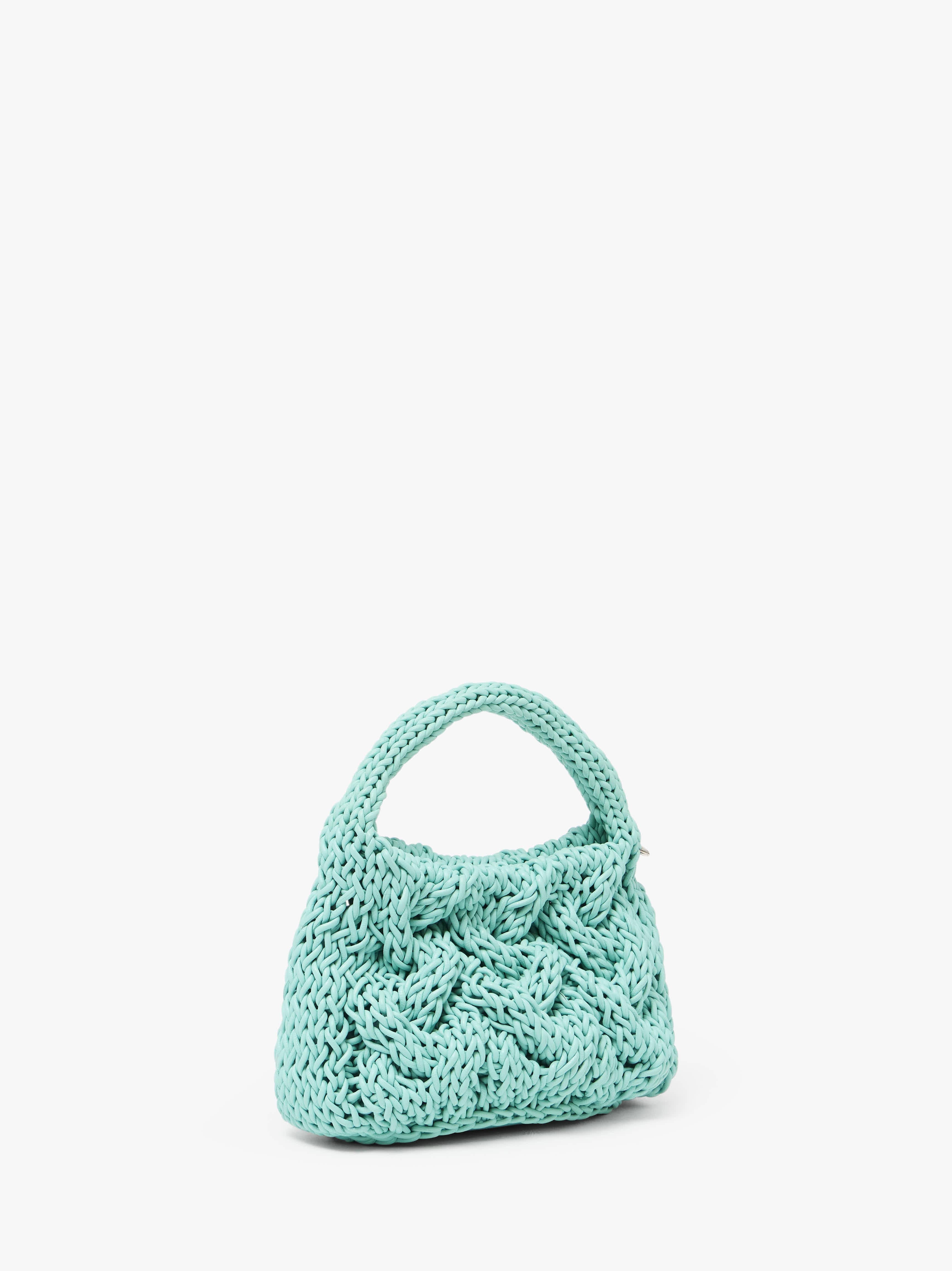 Small Cable Knit Bag with Leather Drawstring & Top Handle - Stylish & Versatile for Everyday Use, Work, or Travel