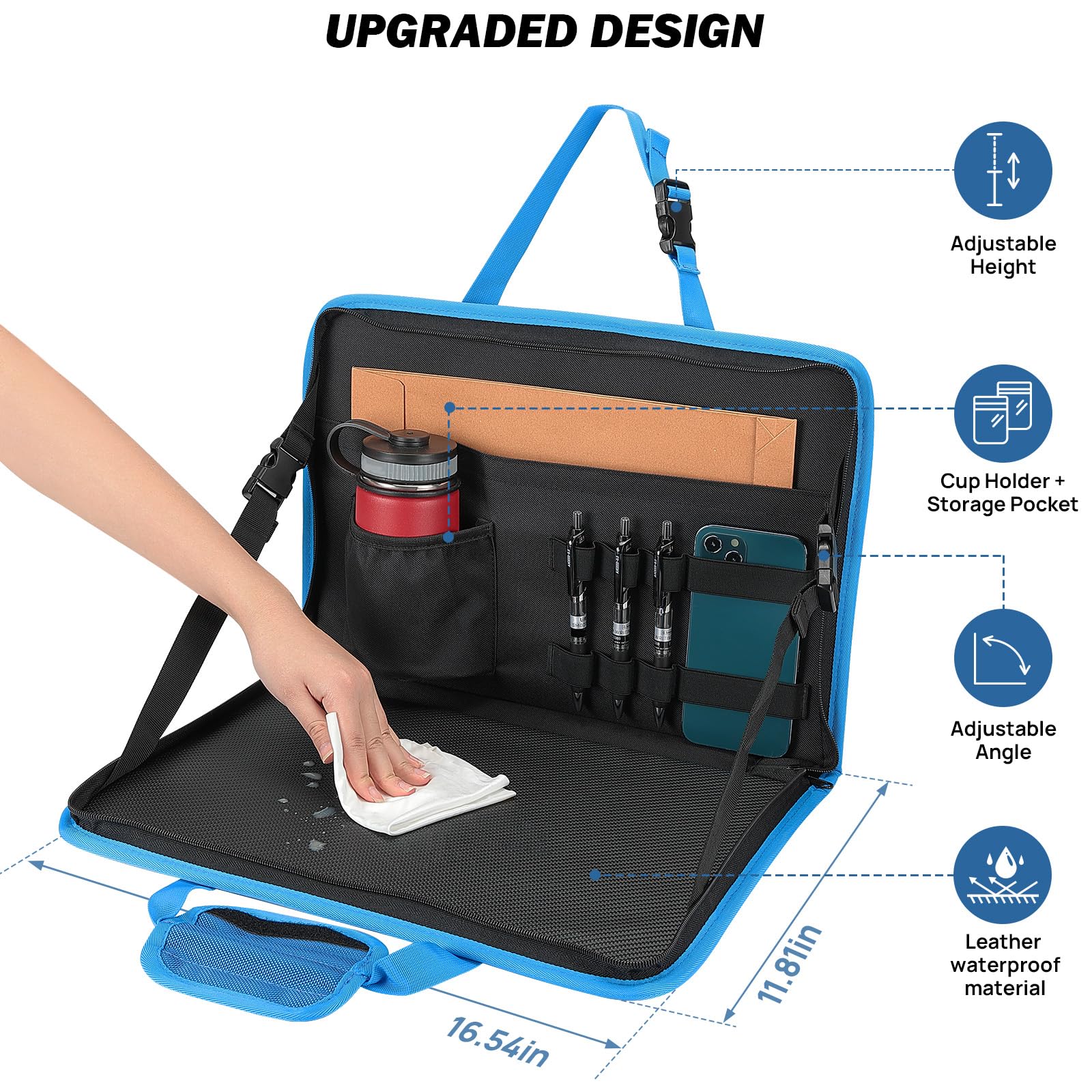 JOYTUTUS 3-in-1 Steering Wheel Eating Tray & Car Backseat Laptop Desk - Blue | Multifunctional Car Office Organizer for Writing, Working & Dining | Perfect for Commuters, Kids & Family Road Trips | Ideal for Meals, Work & Entertainment on the Go