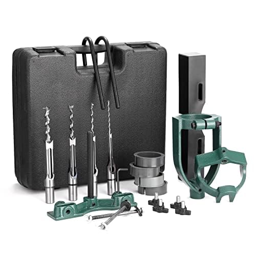 **YUEWO Drill Press Mortising Attachment Kit - Precision Bench Drill Locator Set for Mortise Chisels, Square Hole Hollow Chisel Mortiser Bits - Perfect for Woodworking, Mortise and Tenon Joints - Ideal for Cabinet Making, Furniture Repair & DIY Wood Projects**