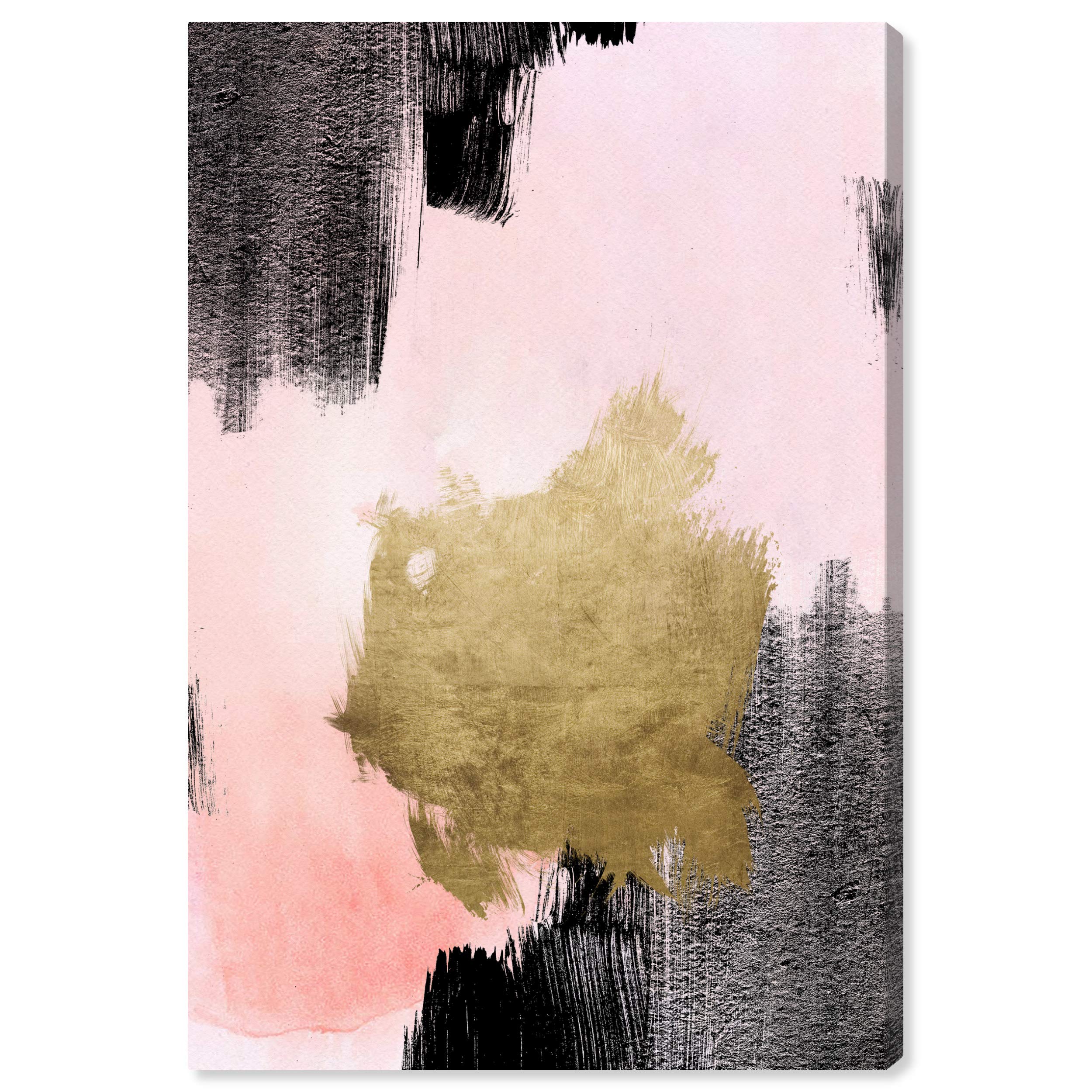 Abstract Wall Art Canvas Print 'Shadow Adore' - 16x24 Inch Pink & Gold Modern Home Decor | Perfect for Living Room, Bedroom, or Office Decoration