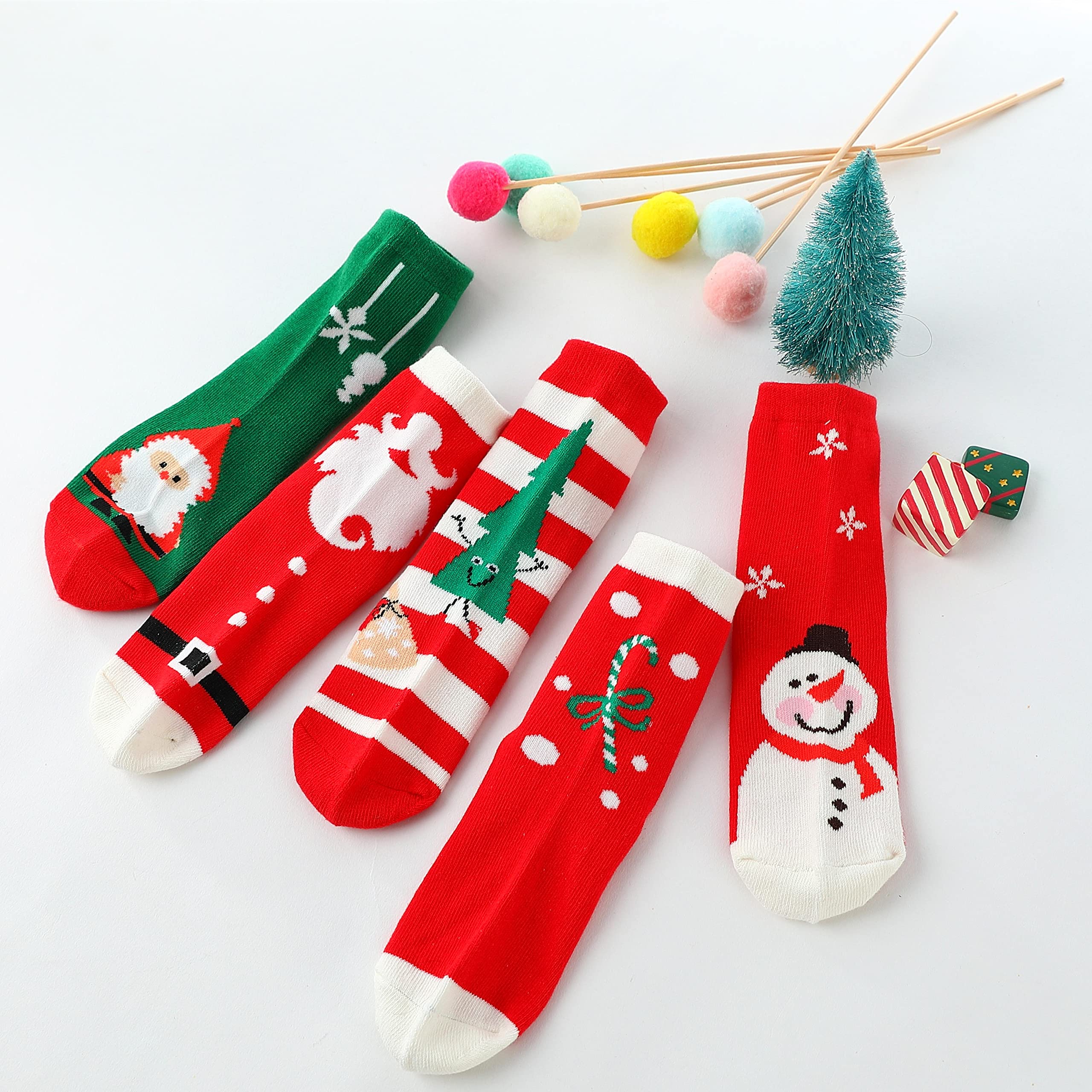 5 Pairs Kids Christmas Socks - 16 Days Funny Holiday Socks for Boys, Girls, Babies & Toddlers | Soft Cotton Crew Socks | Perfect for Christmas Gifts, Stocking Stuffers & Family Matching Outfits