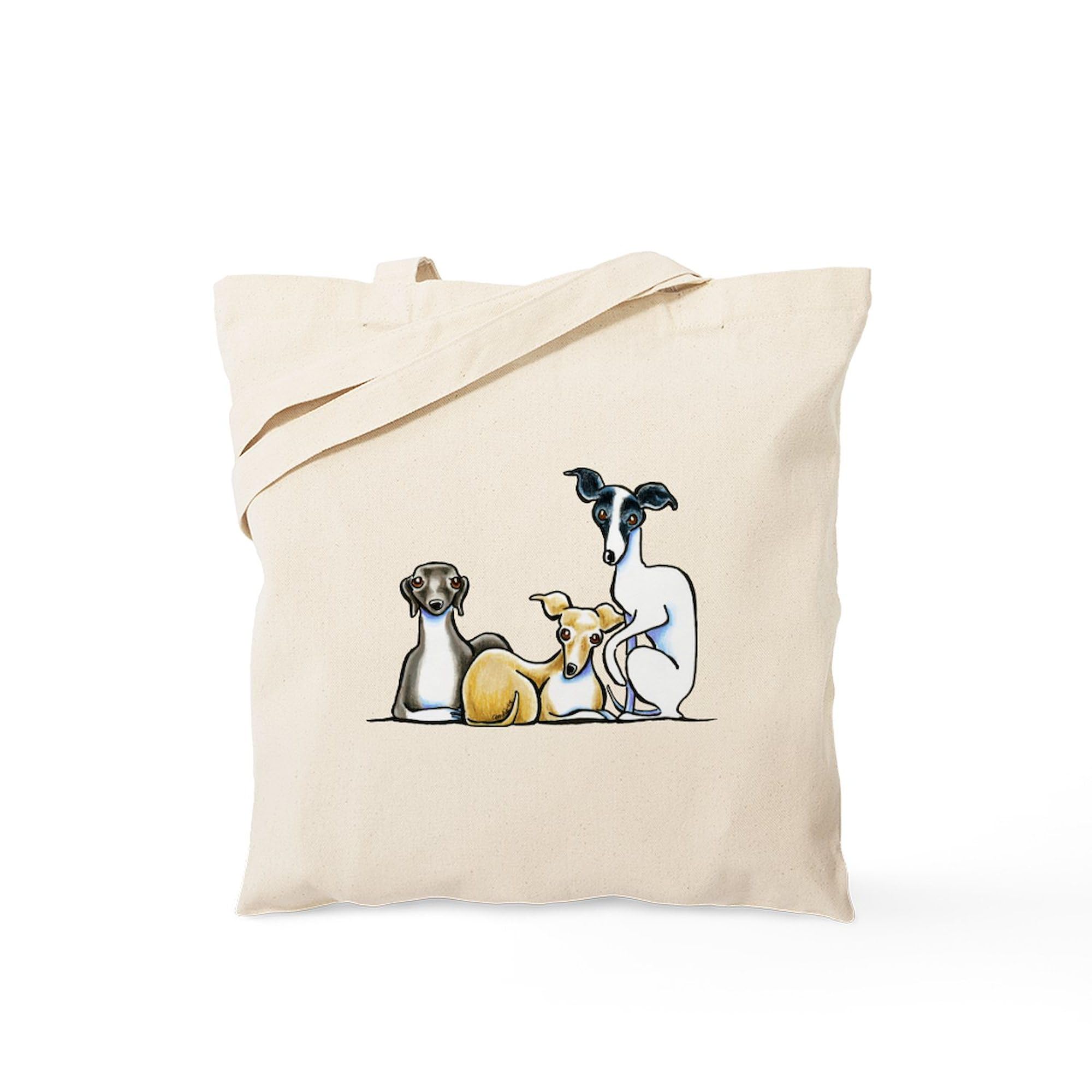 Italian Greyhound Trio Tote Bag - Natural Canvas Reusable Shopping Bag for Groceries, Beach & Everyday Use | Eco-Friendly & Durable