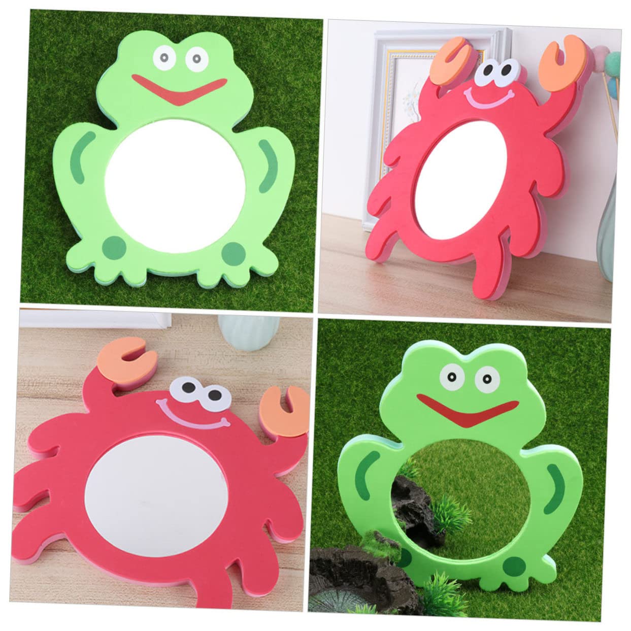 HEMOTON 12 Pack Cartoon Mirror Bath Toys for Kids - EVA Foam Educational Shower & Bathtub Games - Fun Learning Toys for Toddlers (Red) - Perfect for Bath Time Play and Early Childhood Development