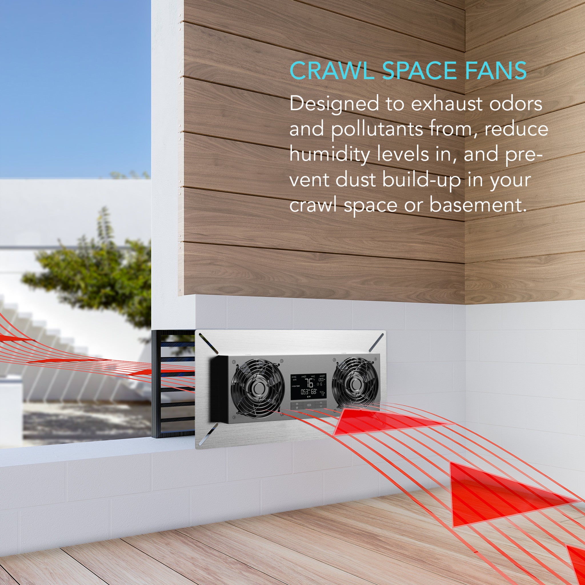 AIR TITAN T8 WiFi Crawl Space & Basement Ventilation Fan with Smart App Control - IP55 Waterproof Rating - Powerful Exhaust Air Circulation for Home, Garage & Attic