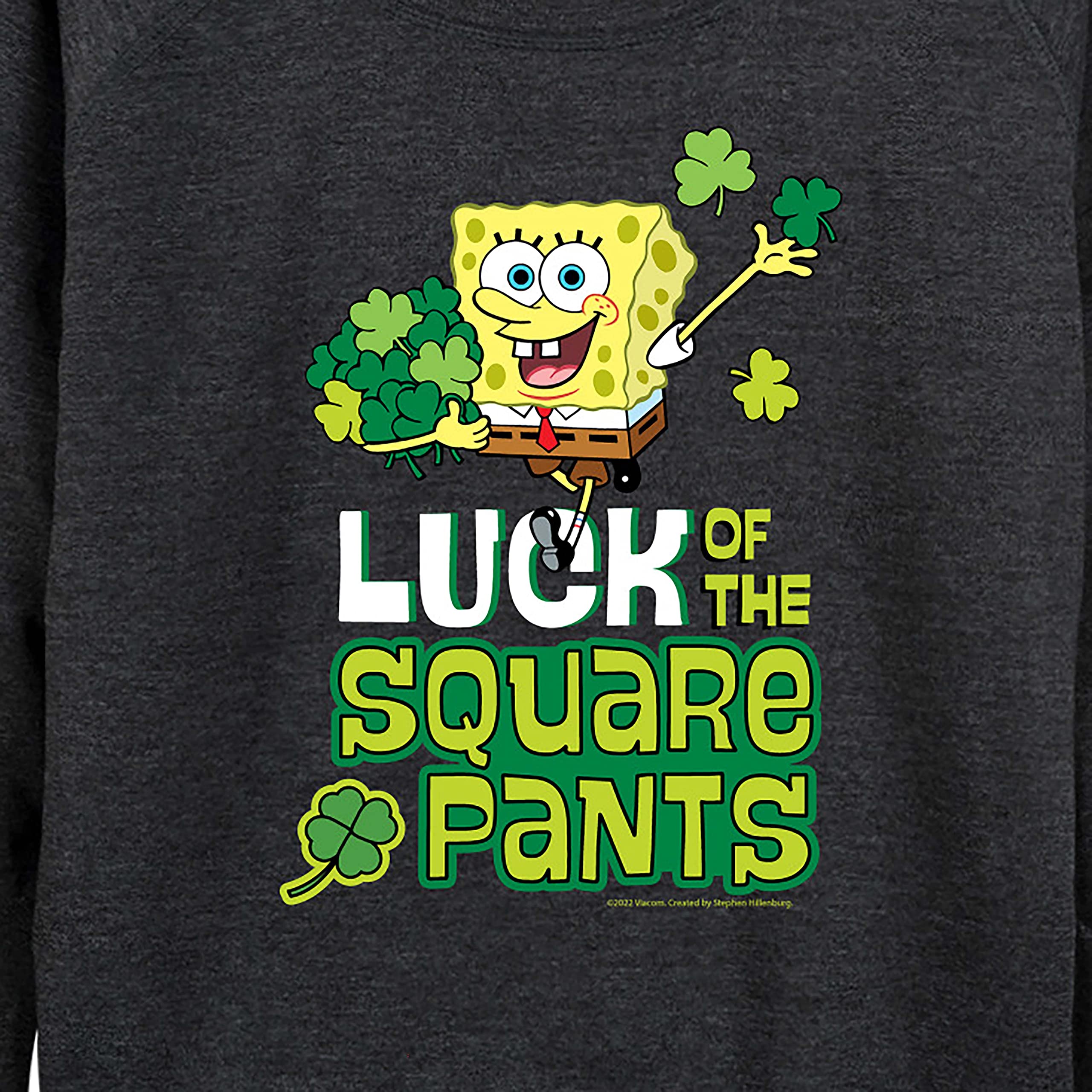 HYBRID APPAREL Women's SpongeBob SquarePants Luck Of The Square Pants Lightweight French Terry Pullover Hoodie - Casual Loungewear, Cartoon Character Sweatshirt for Fans, Gift Idea