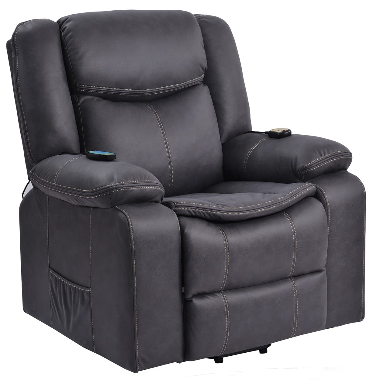 Electric Lift Recliner Chair with Heat & Massage - Remote Control & Side Pocket - Comfortable Power Lift Chair for Elderly, Napping, and Living Room Relaxation