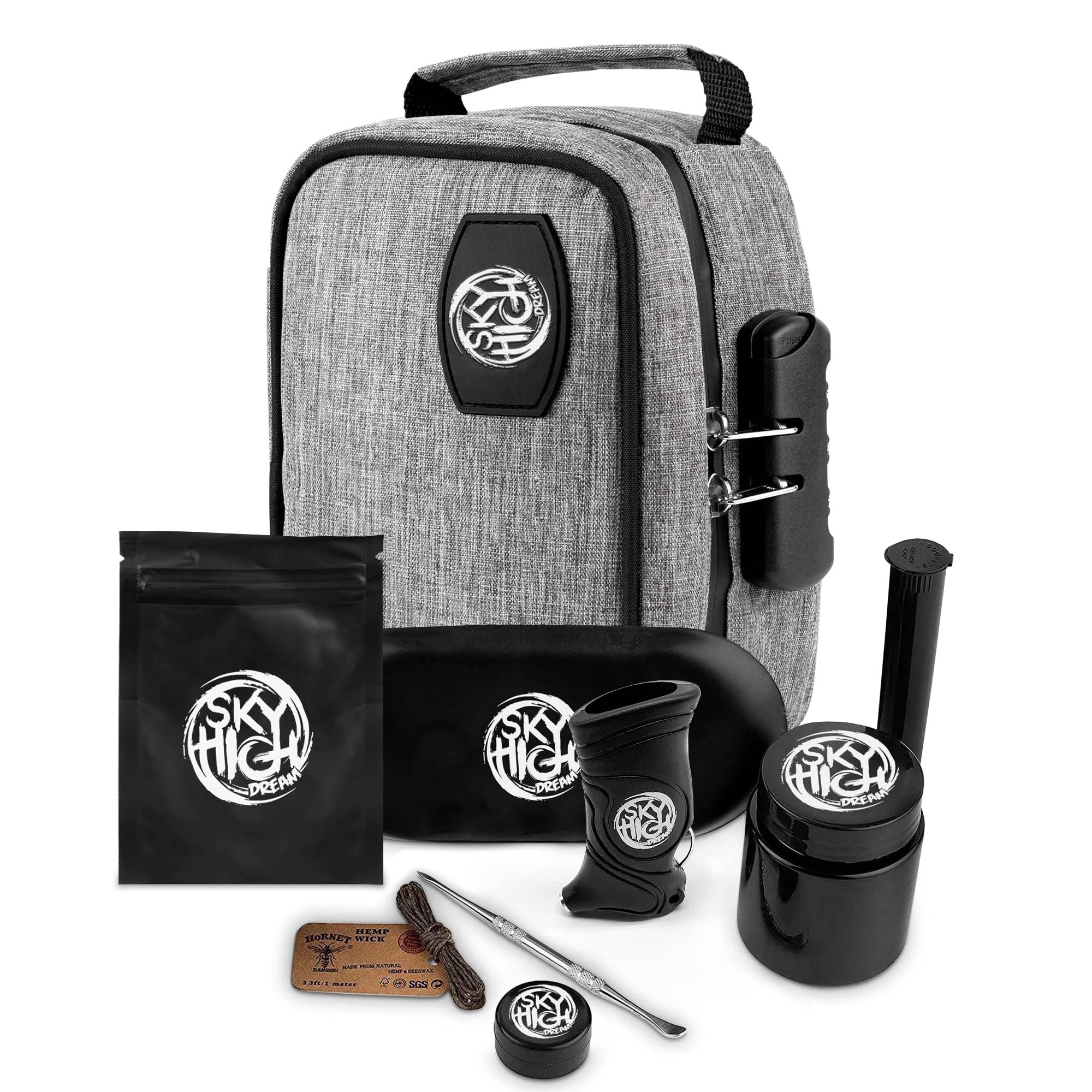 Smell Proof Storage Pouch - Odor Resistant Polyester Container with Secure 3-Digit Combination Lock & Padded Handle - Portable Travel Bag for Cannabis, Medicine, Valuables - Perfect for Hiking, Camping & Air Travel