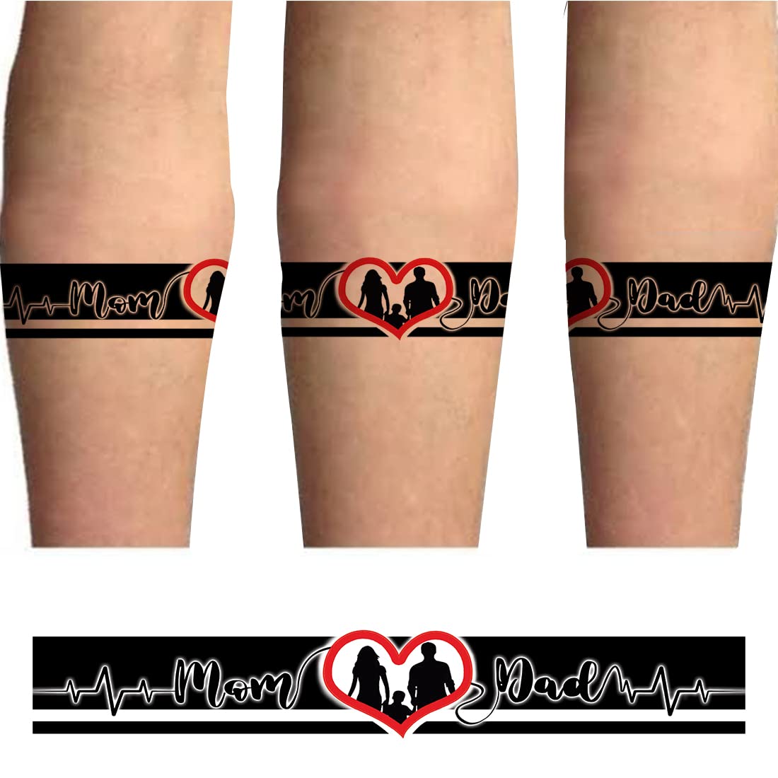 Waterproof Temporary Tattoos for Kids - Fun Hand Band Designs for Mom & Dad - Long Lasting Fake Tattoos for Boys and Girls - Perfect for Parties, Halloween & Family Events