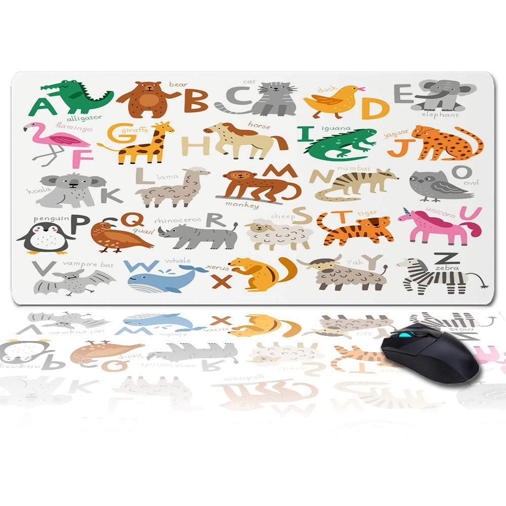 Non-Slip Rubber Base Mouse Pad - ABC Learning Alphabet Educational Mousepad for Kids, Office & Gaming - Large Size Desk Protector for Computer & Laptop - Perfect for Classroom Teaching, Home Study & Workstations
