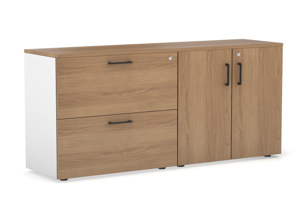 2-Drawer Lateral File Cabinet with 2-Door Storage Cupboard - Office Organization & Document Storage Solution for Home & Business Workspaces