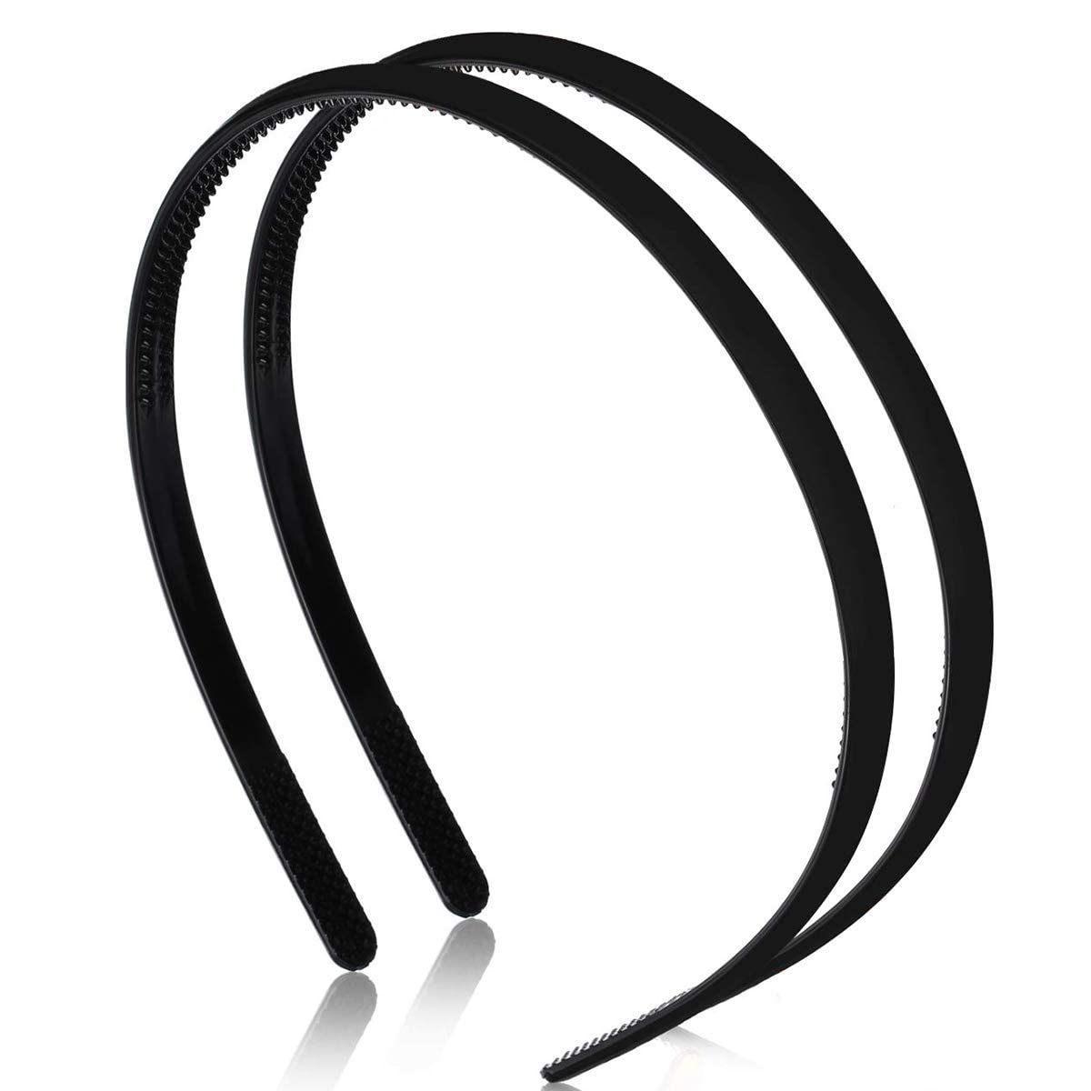 12 Pack Black Plastic Plain Headbands with Teeth Comb - Skinny Hair Bands for Women & Girls - DIY Hair Accessories for Halloween, Cosplay & Everyday Styling
