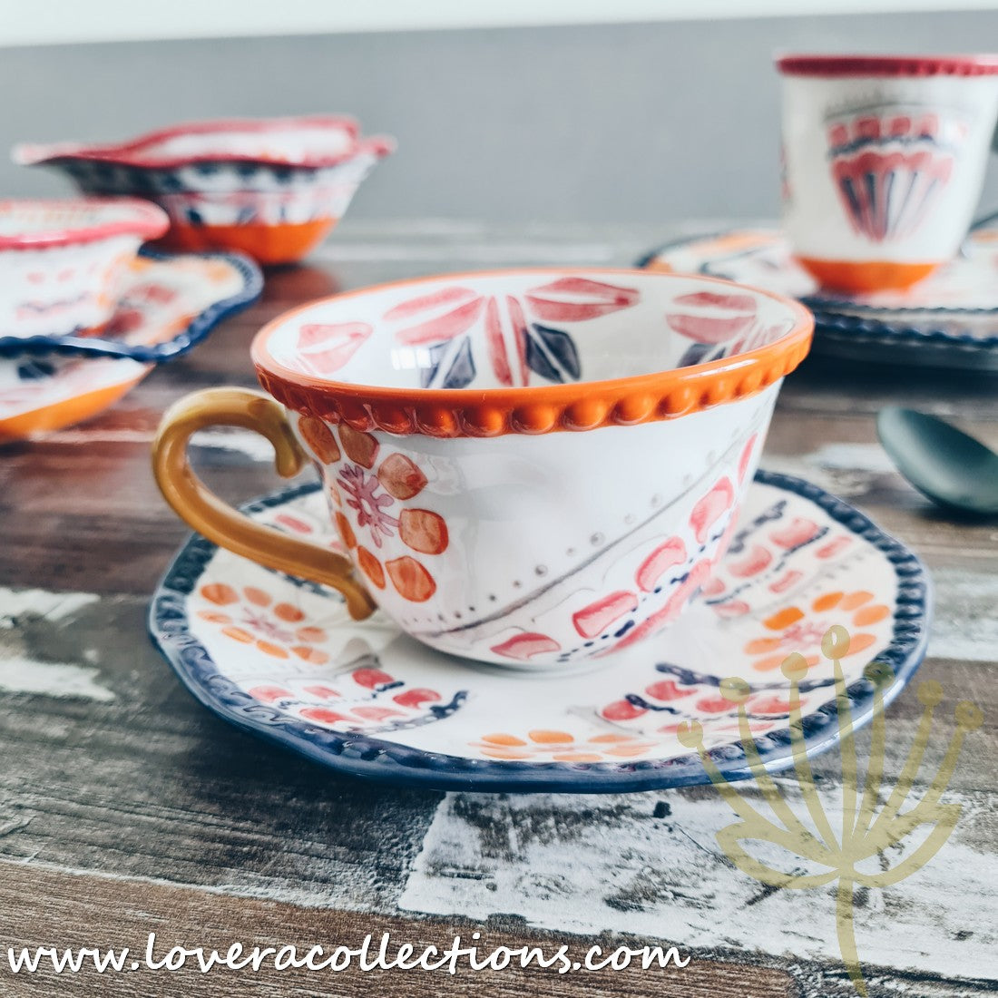 Afrocentric Orange Dinnerware Set - Elegant Ceramic Plates & Bowls for African-Themed Dining - Perfect for Family Dinners, Cultural Events & Restaurant Decor
