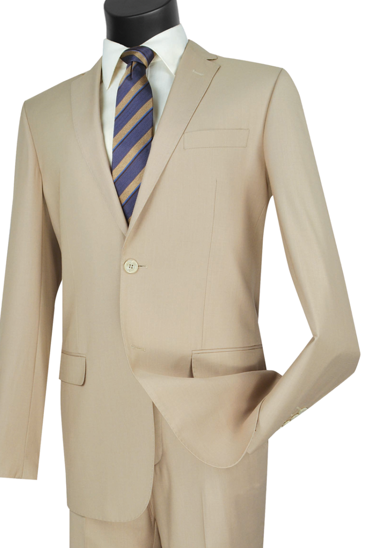 Slim Fit Men's Suit 2 Piece 2 Button Light Beige - Formal Business Attire for Weddings, Interviews & Office Wear
