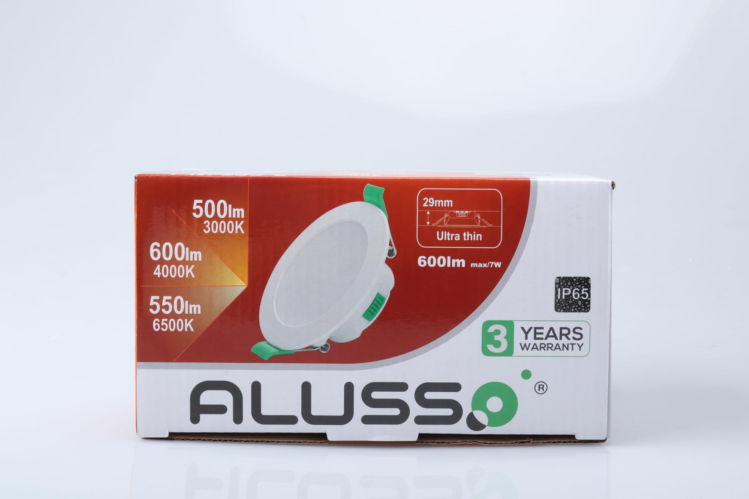 ALUSSO 6 Pack Ultra Slim LED Recessed Ceiling Lights - Dimmable 7W Downlights, IP65 Waterproof, 3000K/4000K/6500K Color Temperature Options - Perfect for Bathroom, Kitchen, and Living Room Spot Lighting