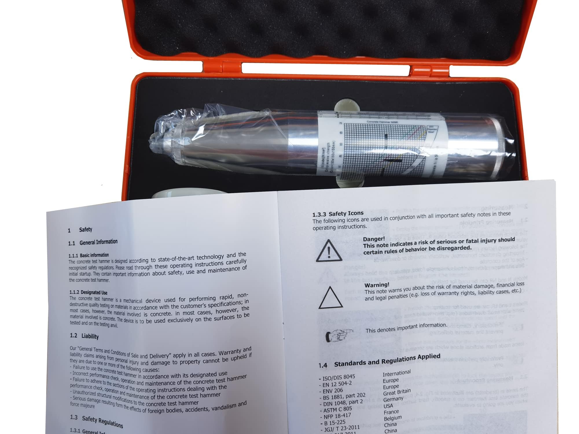 Professional Rebound Hammer - ASTM C805 Compliant Concrete Strength Tester (10-60 MPa Range) | Portable & Accurate for Building, Bridge & Road Construction | Ideal for On-Site Testing & Quality Control