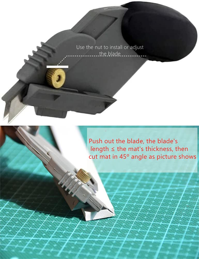Red Circle Mat Cutter - 45 & 90 Degree Angle Precision Cutter with 6 Replacement Blades - Perfect for Cardboard, Foam, and Mat Board Cutting (Black/Gray) - Ideal for Framing, Scrapbooking, and DIY Craft Projects