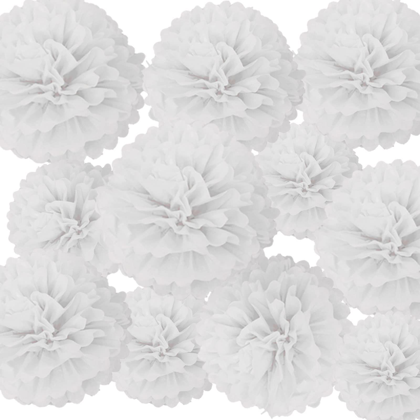 We Moment White Tissue Paper Pom Poms - 10 Pack Hanging Party Decorations for Weddings, Birthdays & White Parties - Elegant Ceiling & Wall Decor Tissue Flowers - Perfect for Baby Showers, Bridal Showers & Home Decor