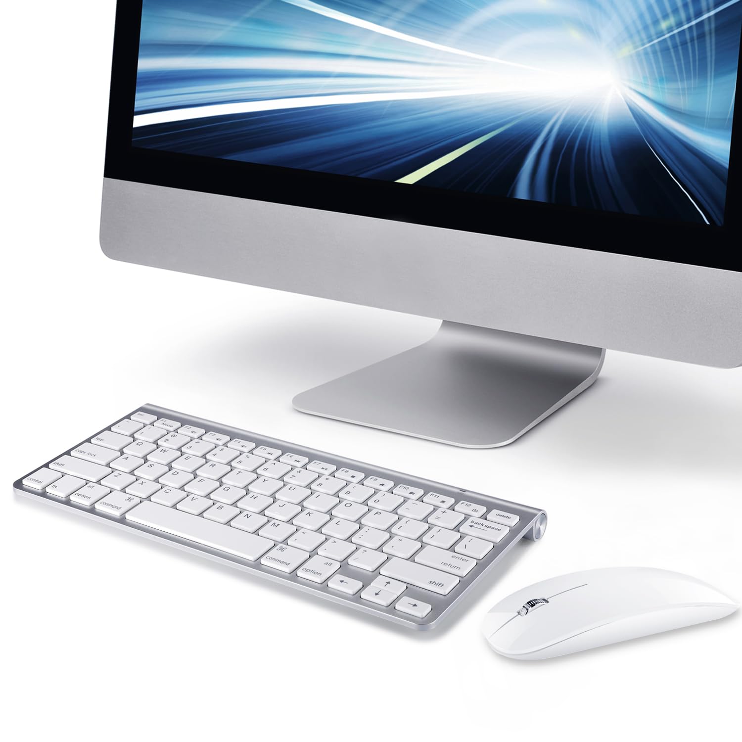 Wireless Keyboard and Mouse Combo for iMac & MacBook Air/Pro - Bluetooth & USB Connectivity - Ergonomic Design for Home Office & Gaming