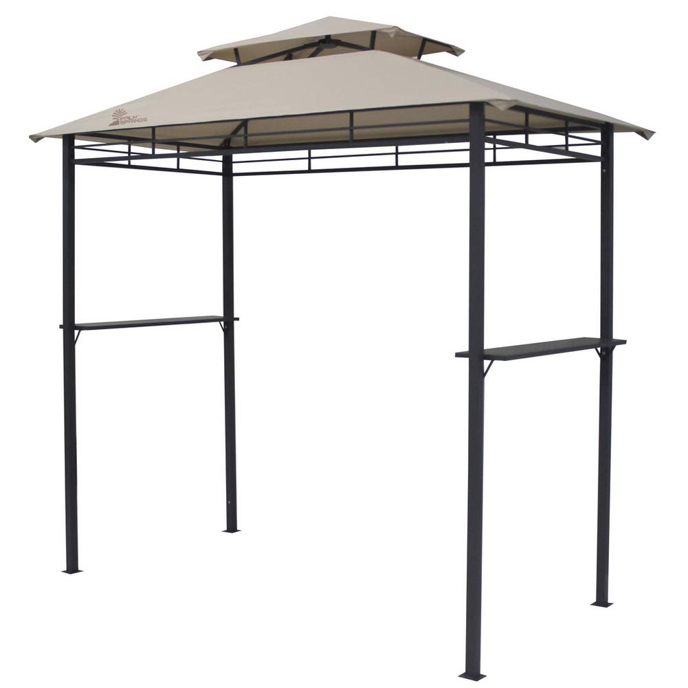 Premium 8FT Double-Tier BBQ Grill Canopy Tent - Beige | Heavy-Duty Outdoor Cooking Shelter for Backyard, Beach & Tailgating Parties
