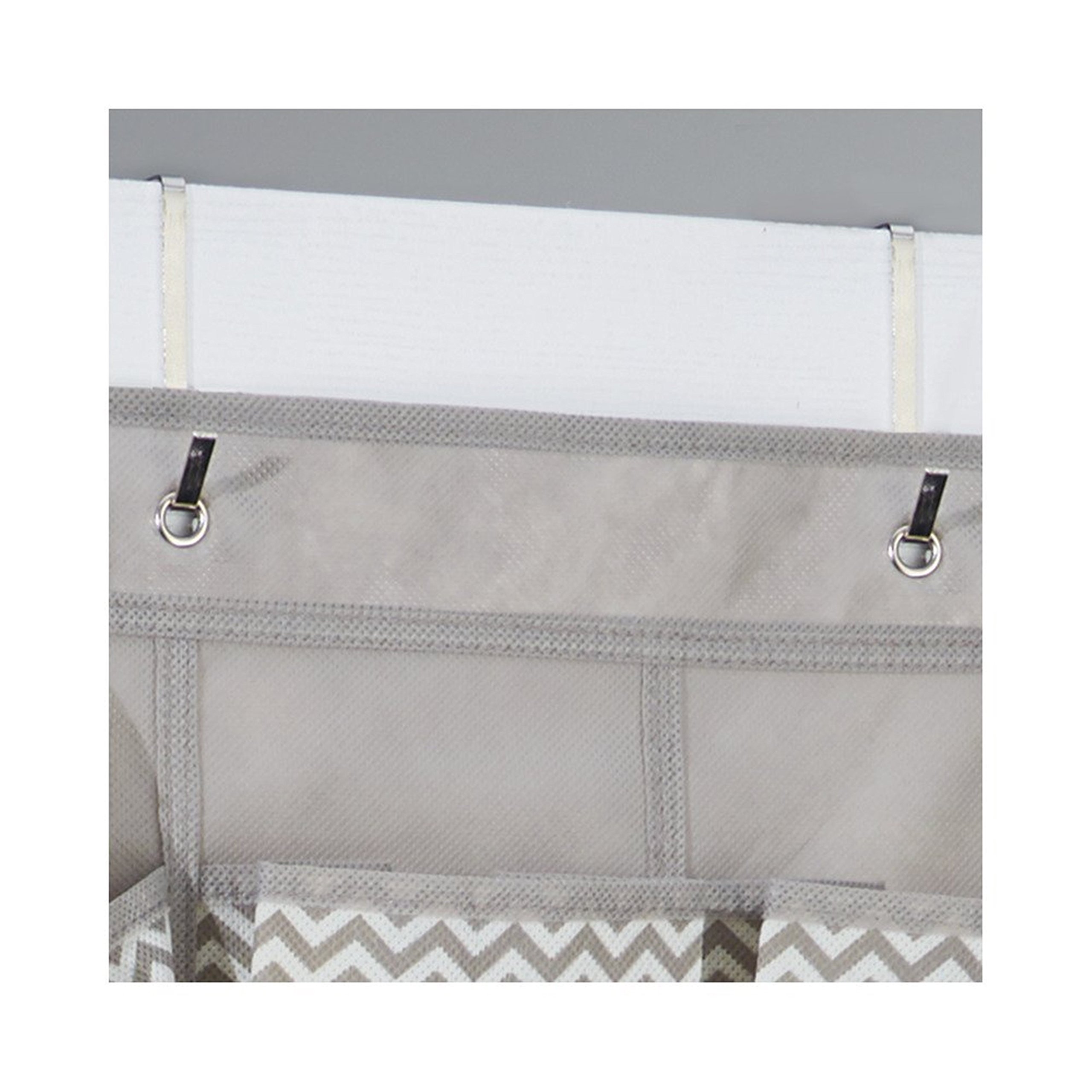InterDesign 16-Pocket Over Door Hanging Shoe Organizer | Space-Saving Closet Storage System in Taupe Chevron Pattern – Perfect for Bedrooms, Closets & Entryways