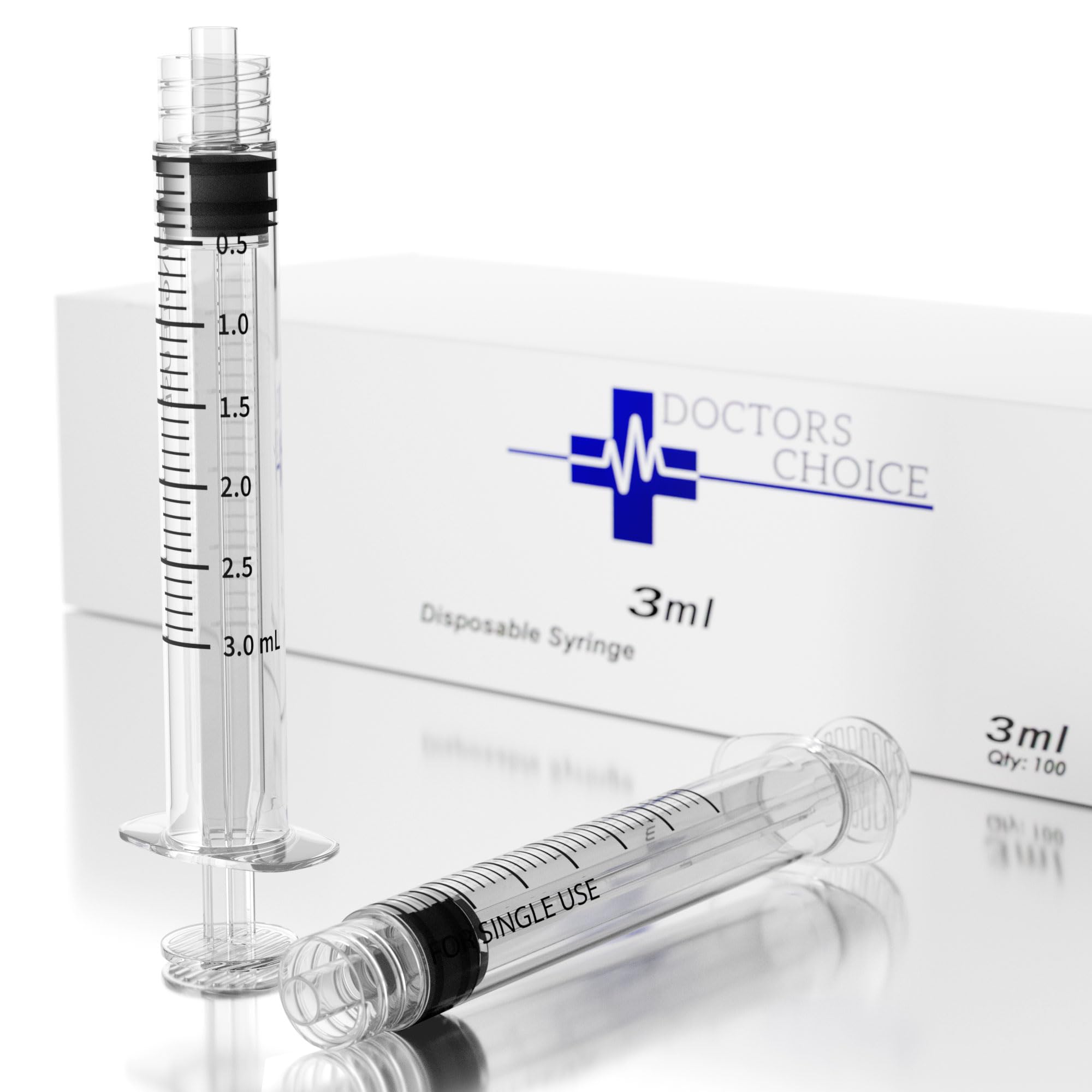 3mL Luer Lock Syringe - Sterile, Individually Wrapped, No Needle (100-Pack) | Medical, Lab & Veterinary Use for Precise Liquid Measurement & Transfer