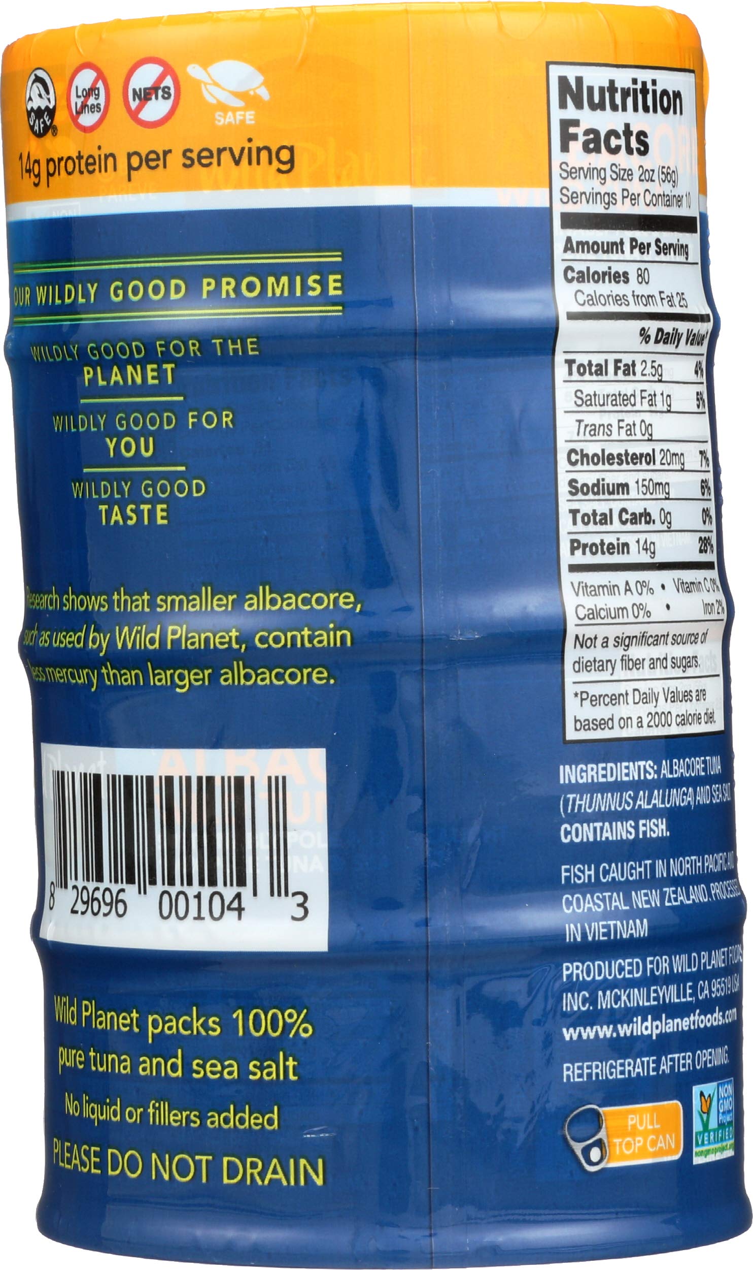 Wild Planet Wild Albacore Tuna in Water, 5 oz Cans (Pack of 4) - High Protein, Mercury Tested, Non-GMO - Perfect for Salads, Sandwiches & Keto Meals