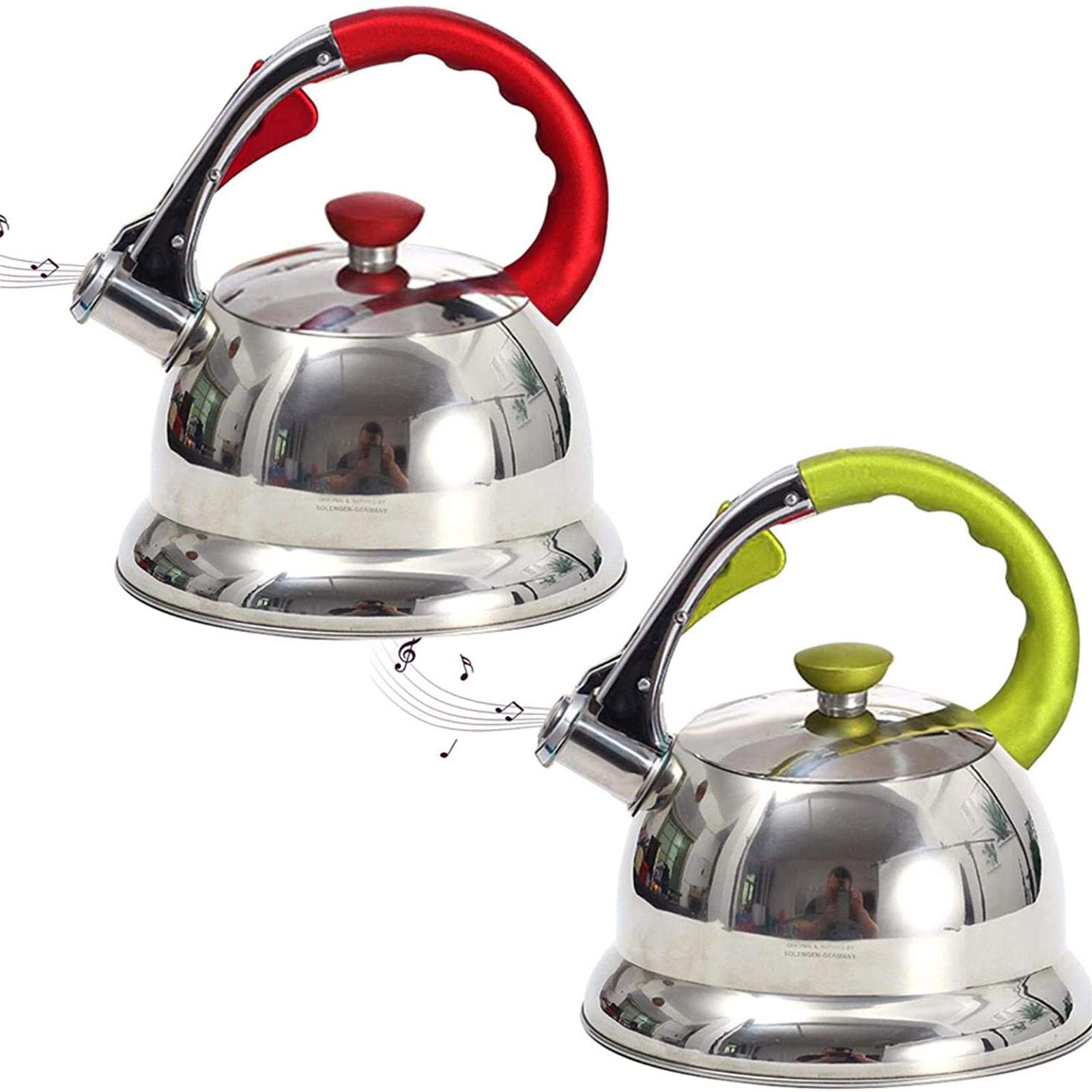 Premium Stainless Steel Whistling Tea Kettle with Elegant Flute Spout - Perfect for Stovetop Brewing, Home Kitchen & Gift Giving