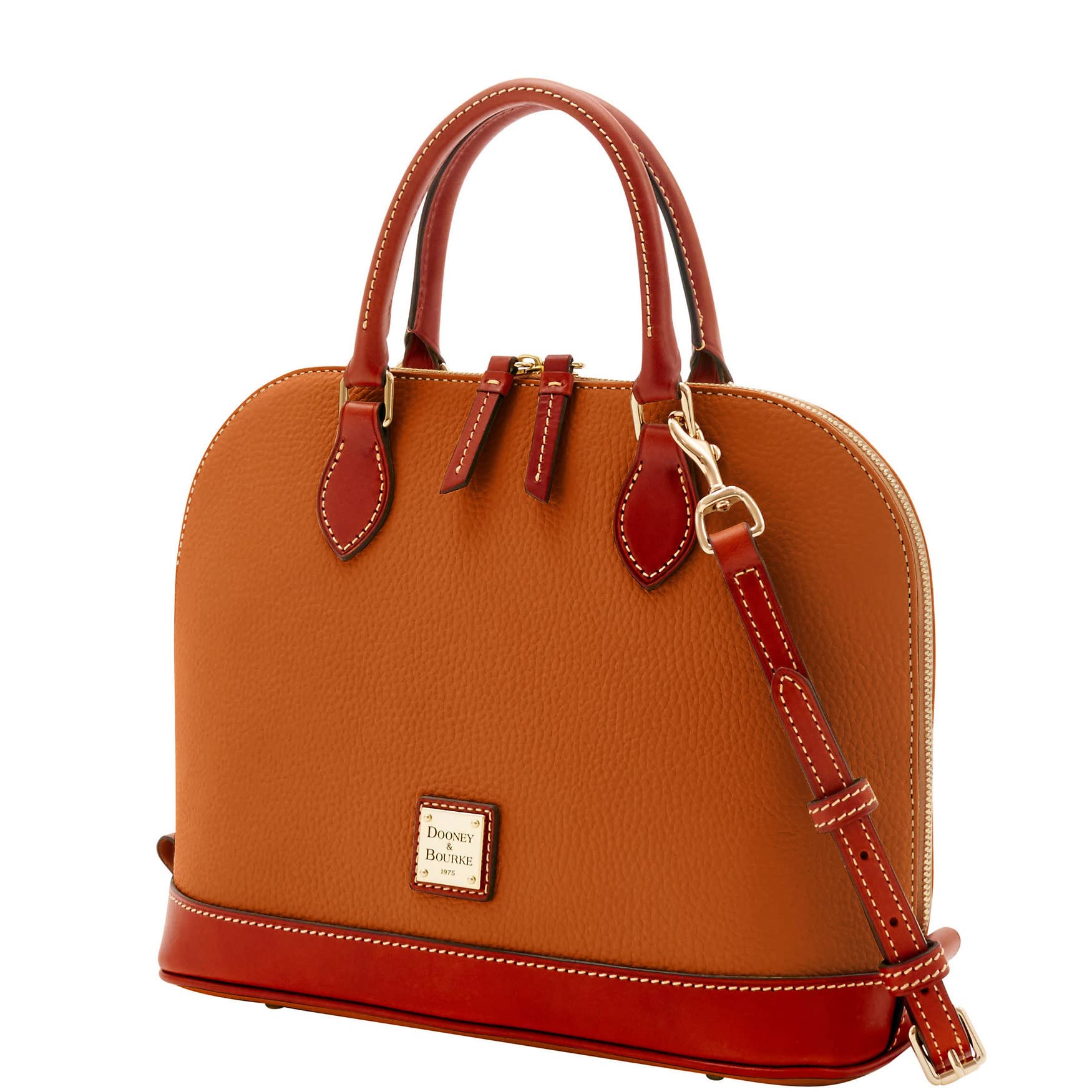 Dooney & Bourke Women's Large Pebble Grain Leather Zip Top Satchel Handbag with Adjustable Detachable Shoulder Strap - Perfect for Work, Travel & Everyday Use