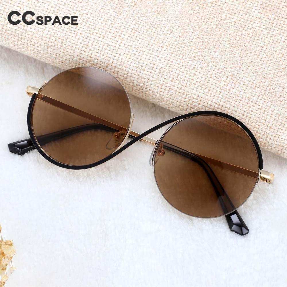 CCspace Unisex Semi-Rim Round Alloy Frame Sunglasses 54042 - UV Protection, Lightweight & Stylish for Outdoor Activities, Driving, Beach & Fashion